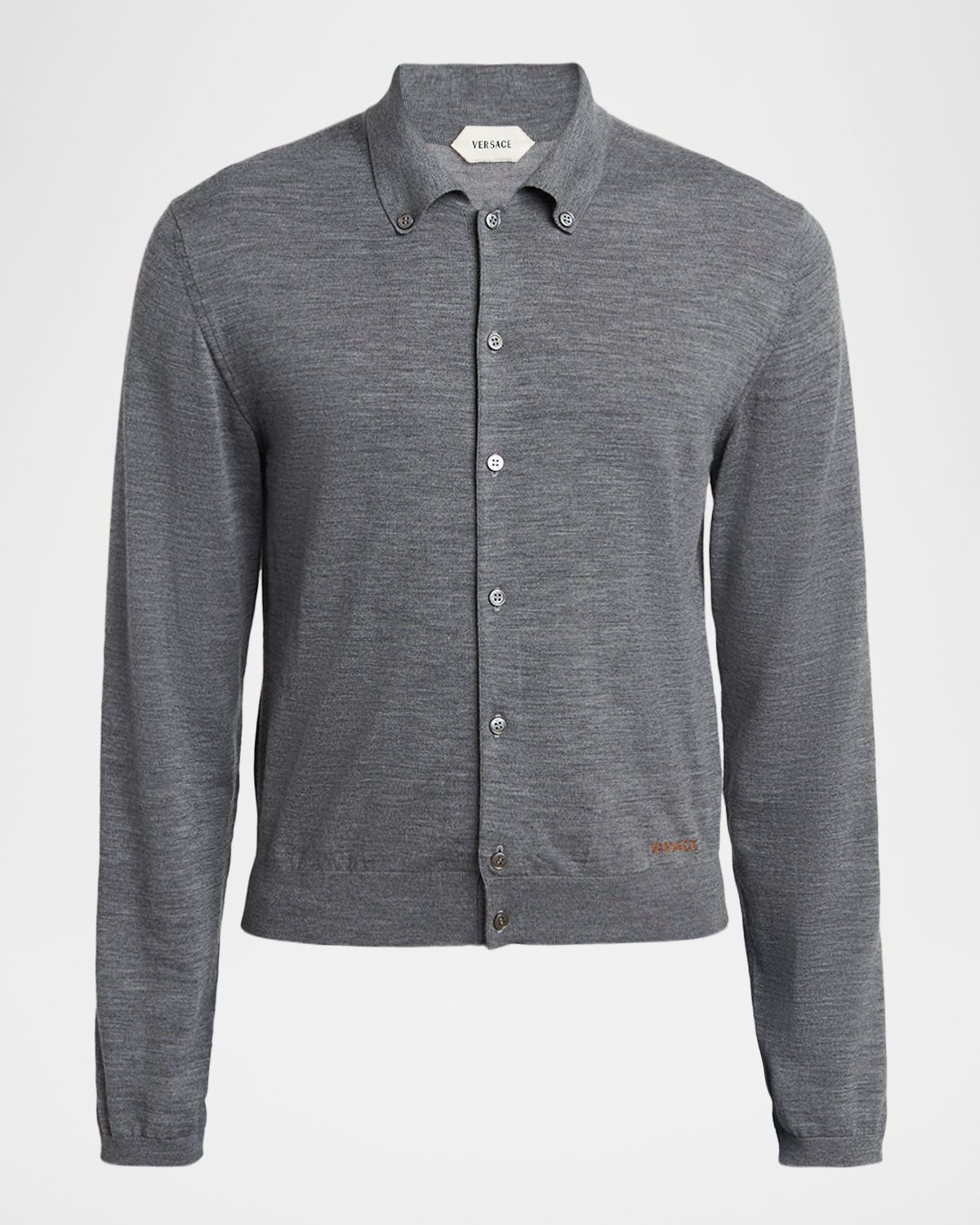 Versace Men 's Virgin Wool Button-Front Knit Sweater