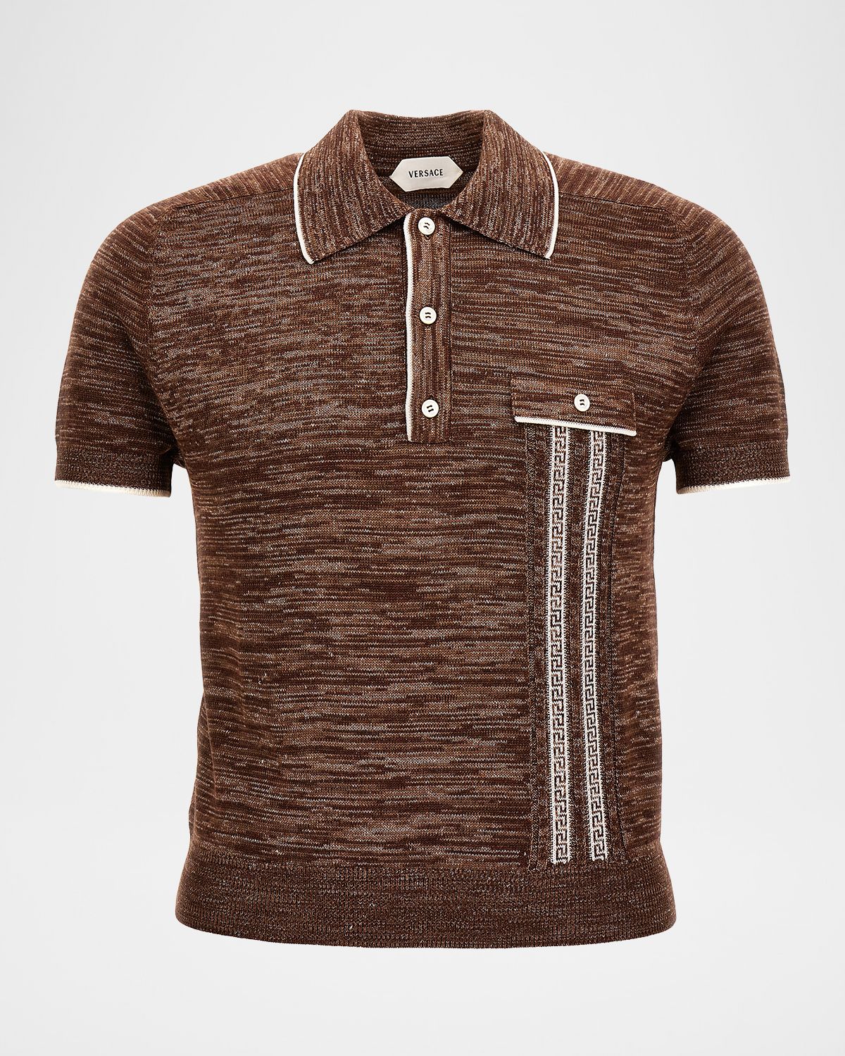Versace Men 's Mouline Jacquard Knit Polo