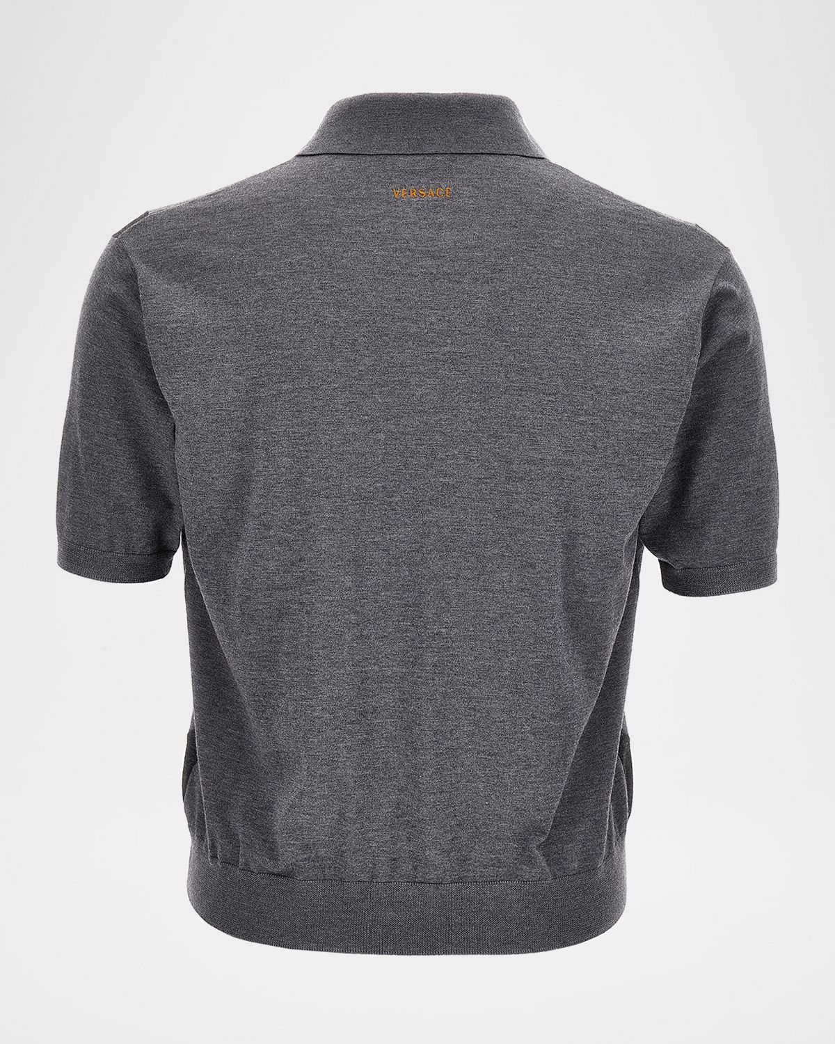Versace Men 's Embroidered Intarsia Wool Knit Polo Shirt