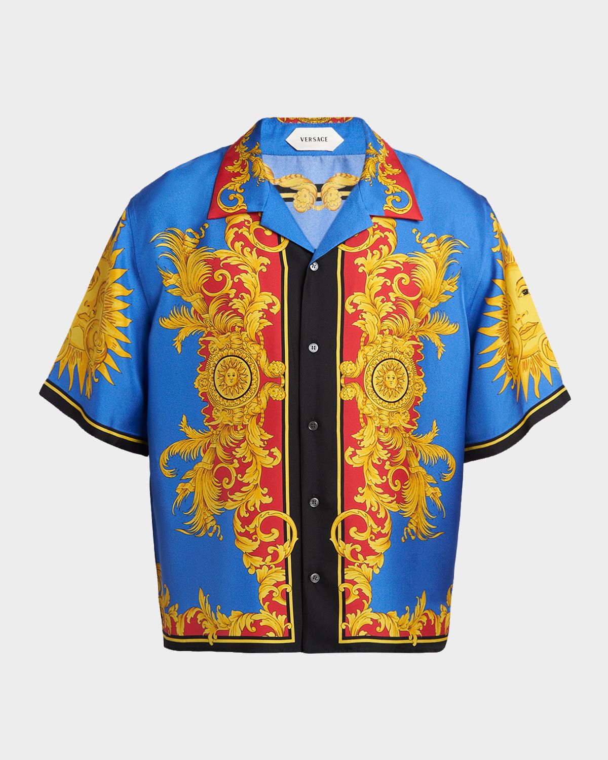Versace Men 's Barocco Silk Camp Shirt
