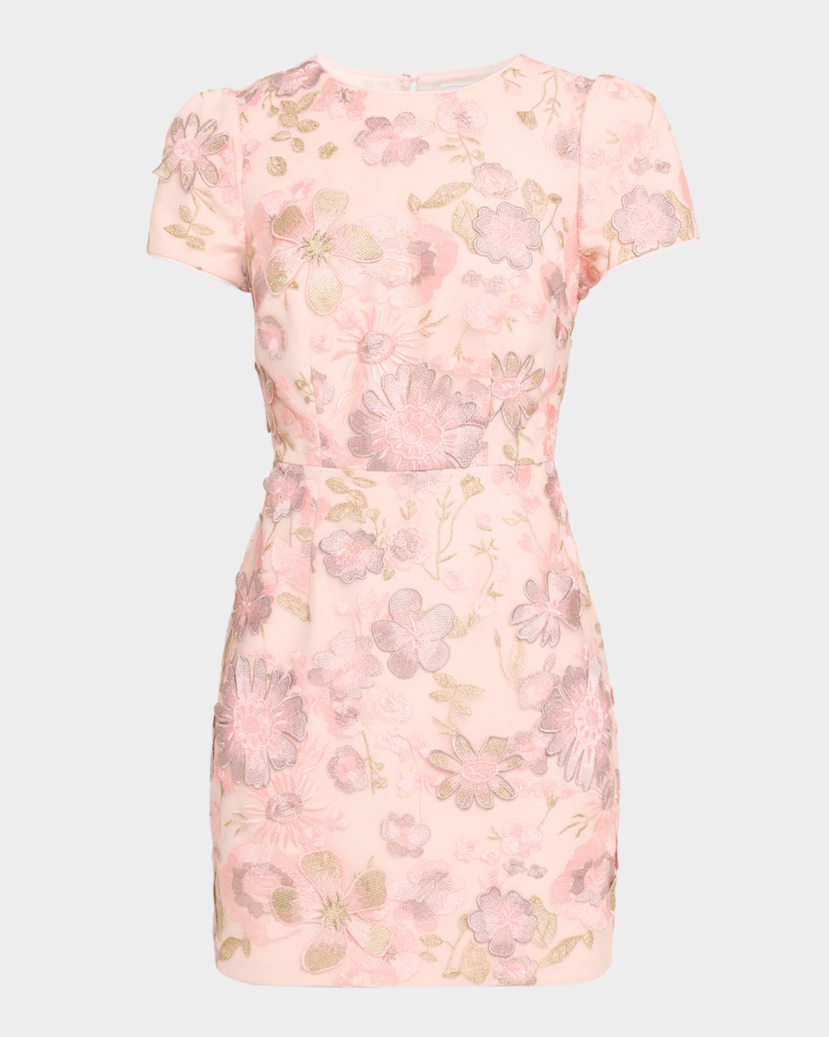 Milly Daisy Floral-Embroidered Mesh Mini Dress