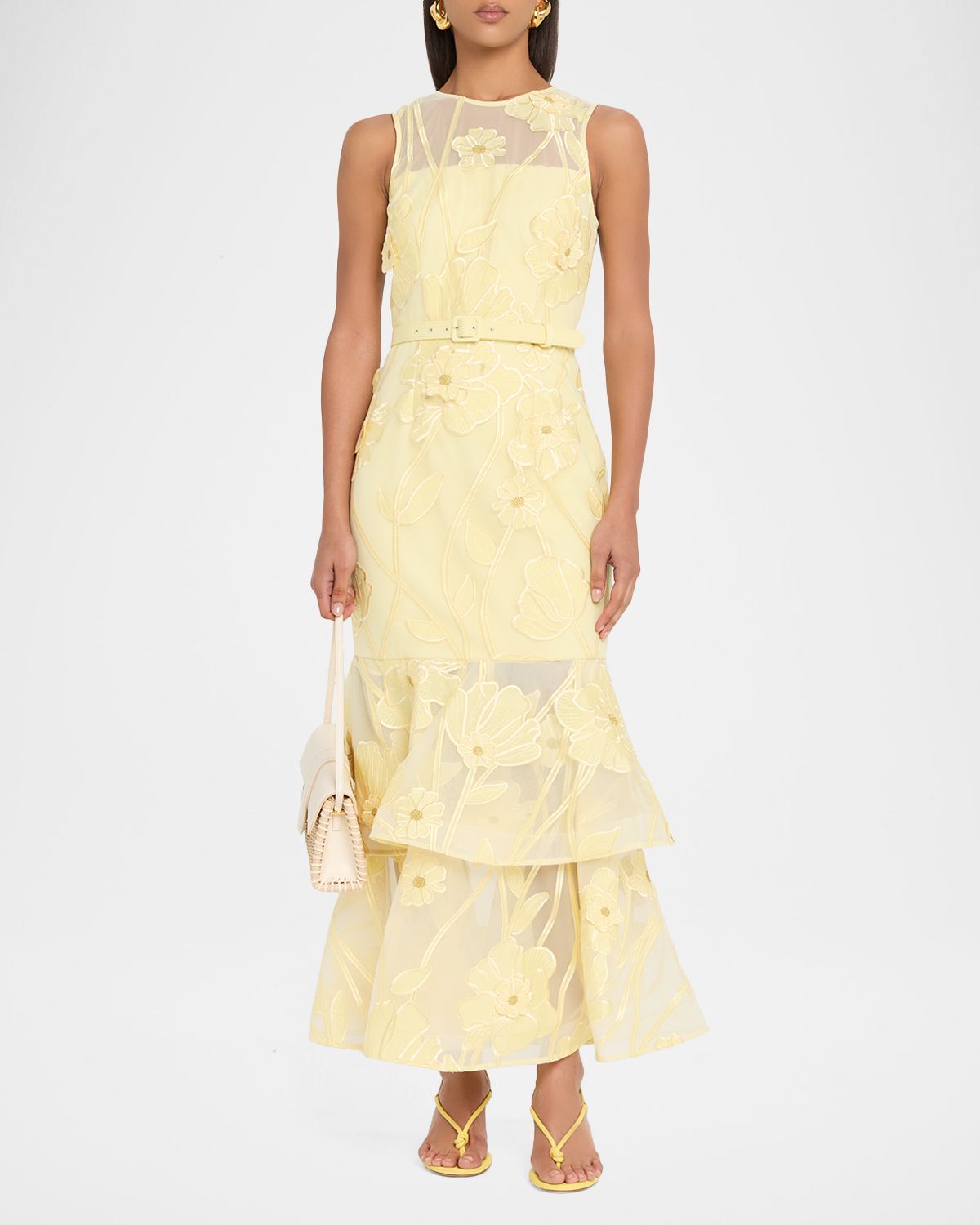 Milly Anna Grand Fleur Floral-Embroidered Maxi Dress