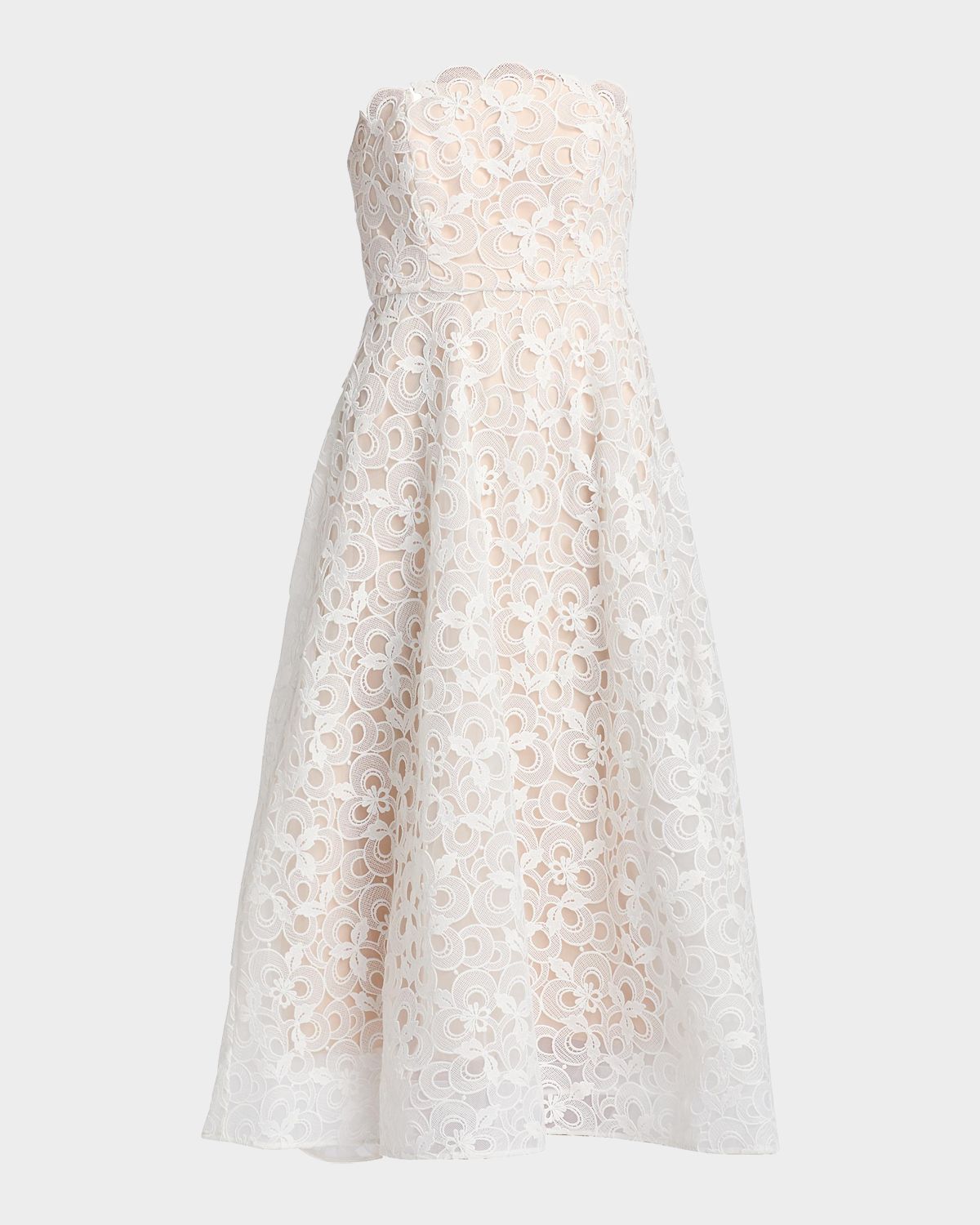 Milly Petunia Strapless Embroidered Lace Gown