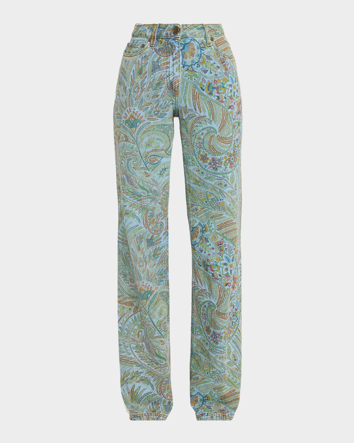 Etro Paisley-Print Denim Flared Jeans