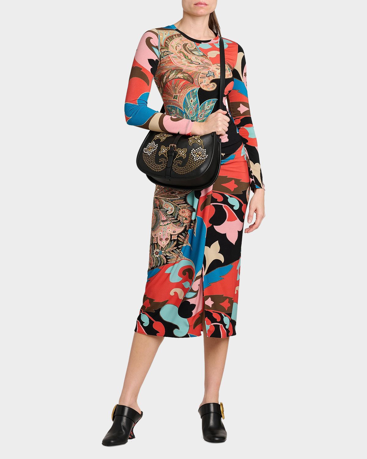 Etro Paisley Long-Sleeve Jersey Top