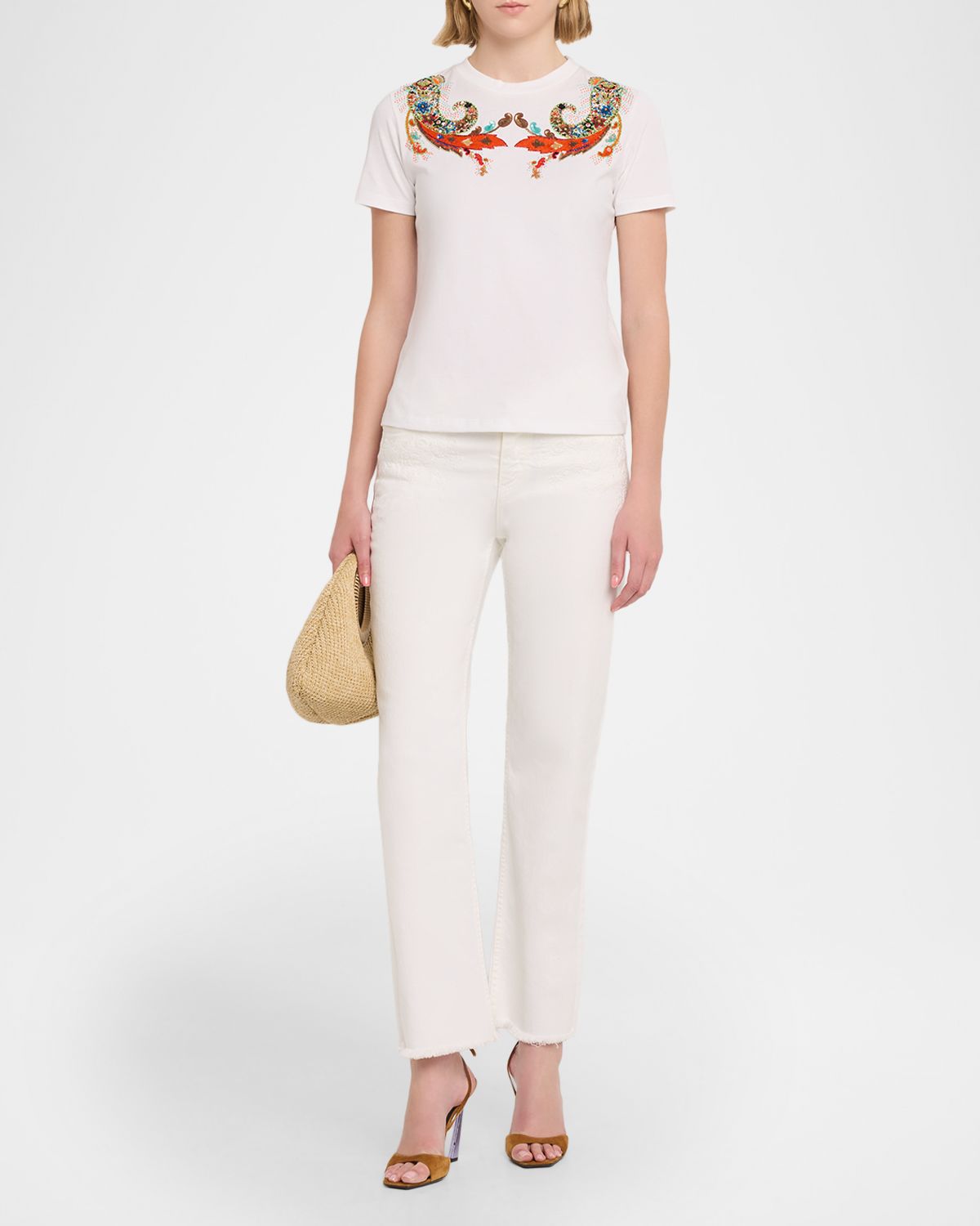 Etro Paisley Embellished Short-Sleeve T-Shirt