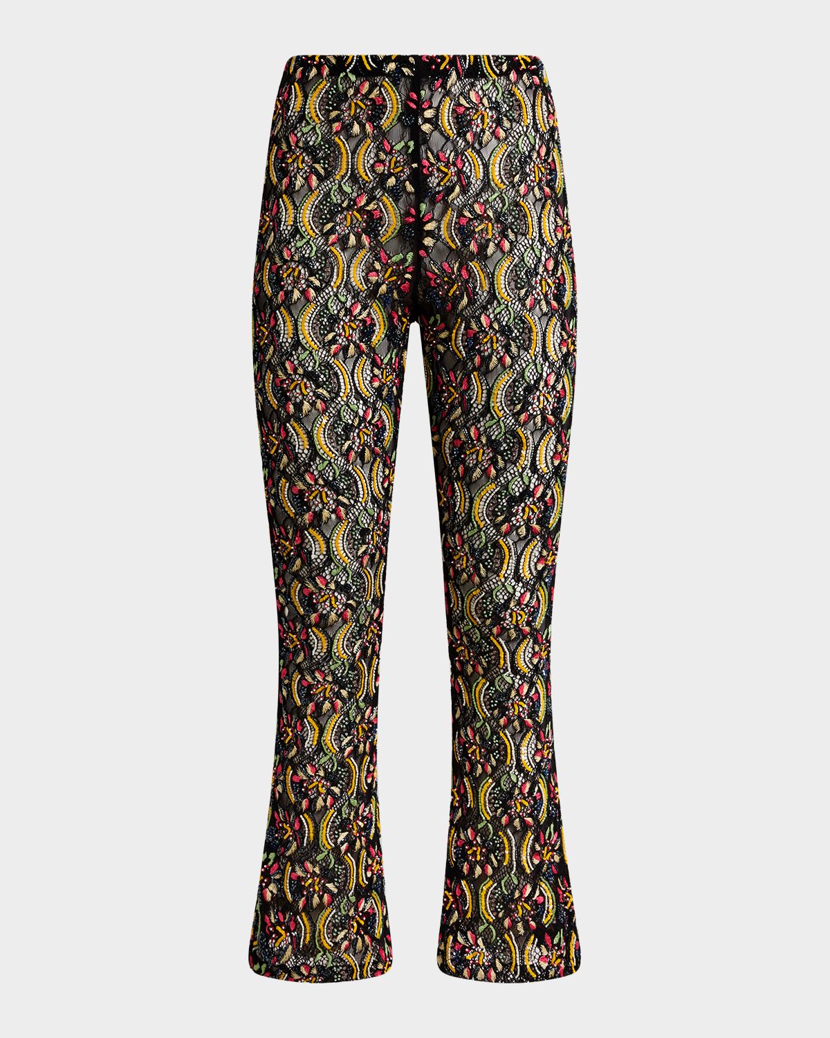 Etro Embellished Lace Kickflare Ankle Trousers