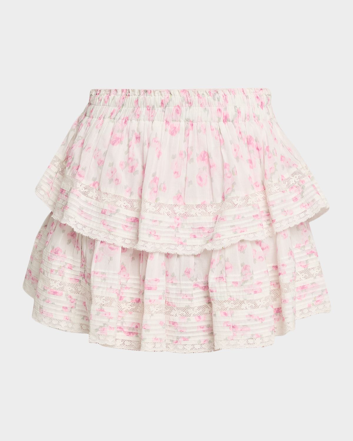 LoveShackFancy Floral Ruffle Mini Skirt