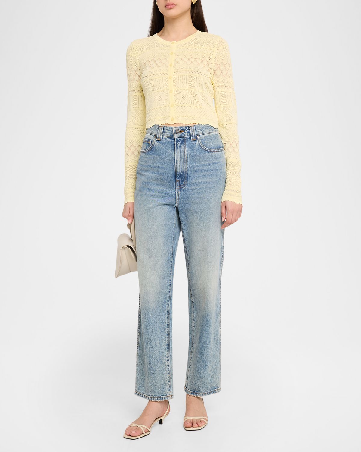 LoveShackFancy Brigette Pointelle Knit Cardigan