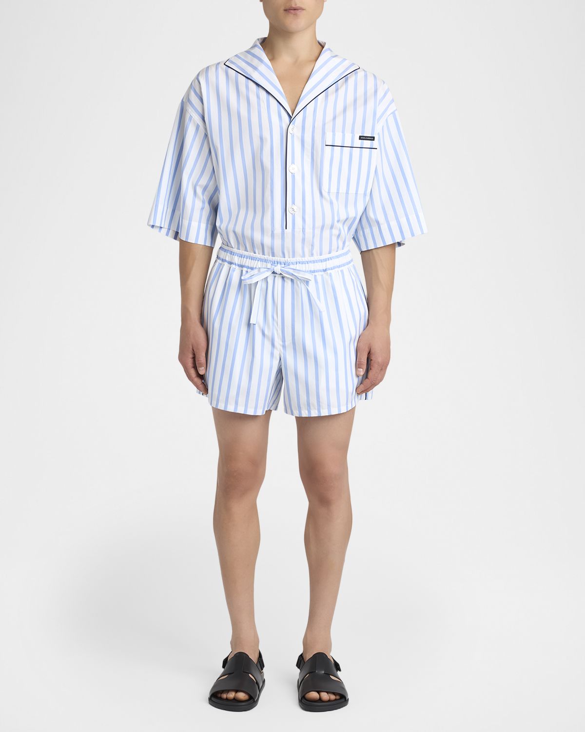 Dolce & Gabbana Men 's Cotton and Silk Stripe Oversized Short-Sleeve Shirt
