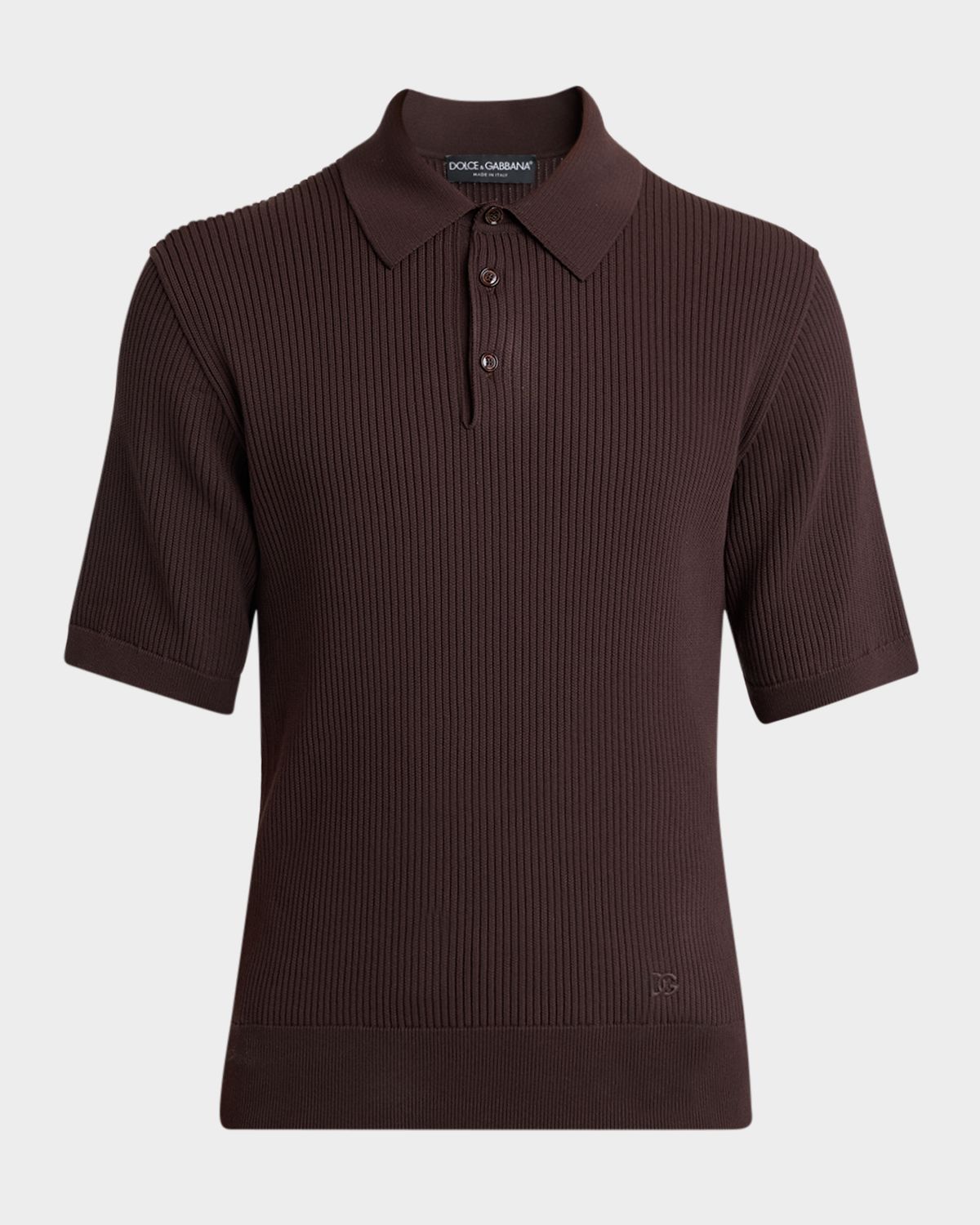 Dolce & Gabbana Men 's Cotton Ribbed Polo Shirt