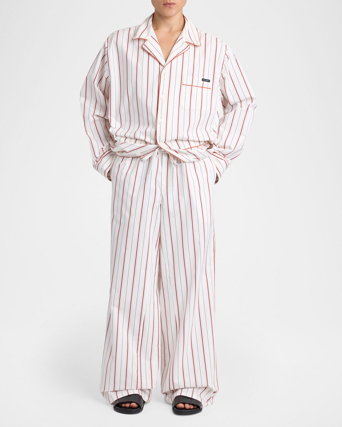 Dolce & Gabbana Men 's Multi-Stripe Poplin Drawstring Lounge Pants