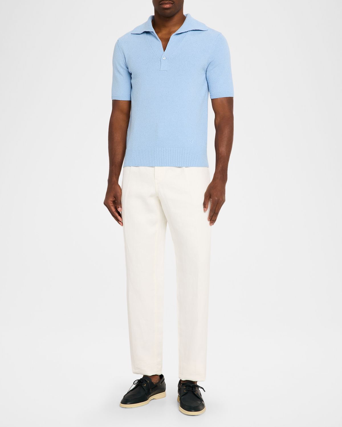 Dolce & Gabbana Men 's Texture-Knit V-Neck Polo Shirt | Thumbnail 5 Dolce & Gabbana Men 's Texture-Knit V-Neck Polo Shirt | Thumbnail 5
