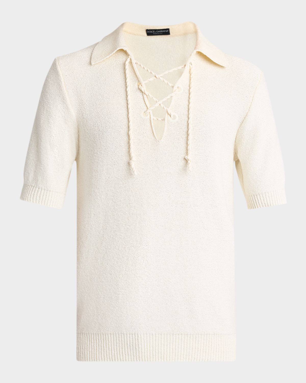 Dolce & Gabbana Men 's Drawcord V-Neck Polo Shirt