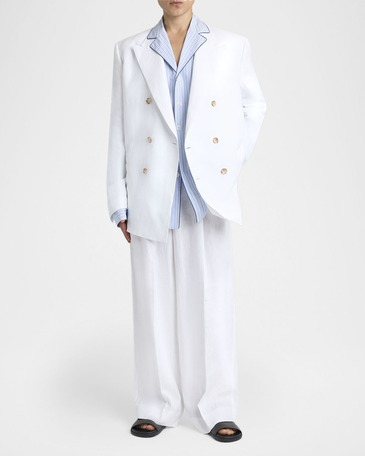 Dolce & Gabbana Men 's Linen Wide-Leg Pleated Trousers