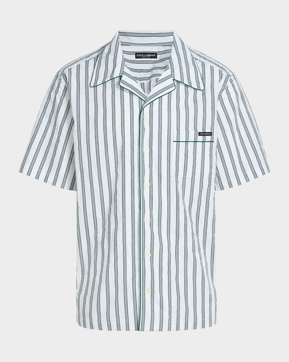 Dolce & Gabbana Men 's Poplin Multi-Stripe Pocket Short-Sleeve Shirt