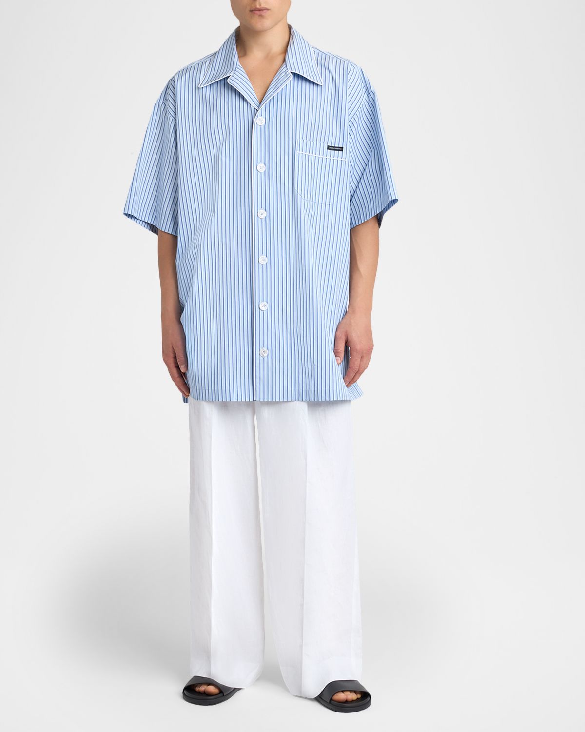 Dolce & Gabbana Men 's Cotton and Silk Stripe Oversized Short-Sleeve Shirt