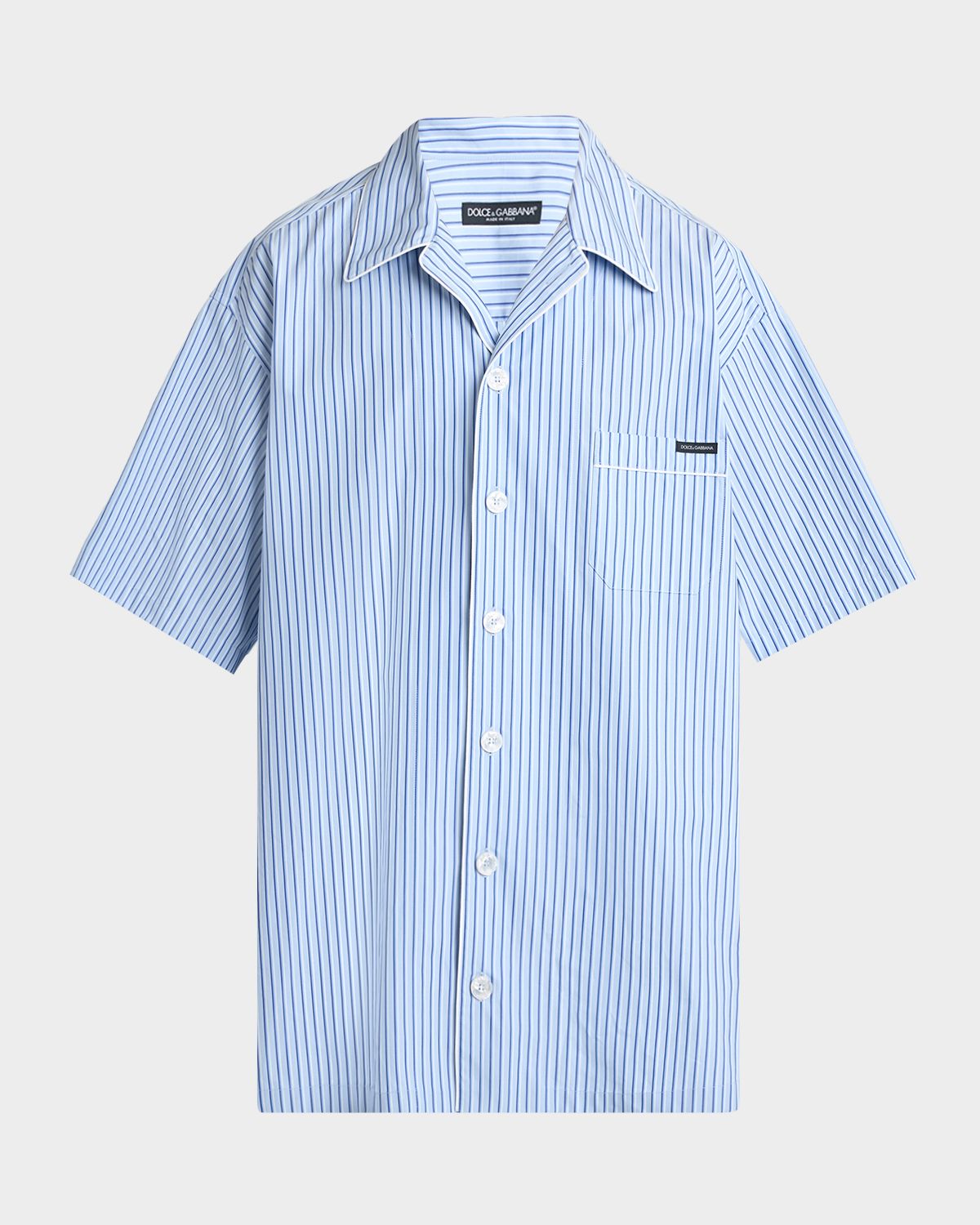 Dolce & Gabbana Men 's Cotton and Silk Stripe Oversized Short-Sleeve Shirt