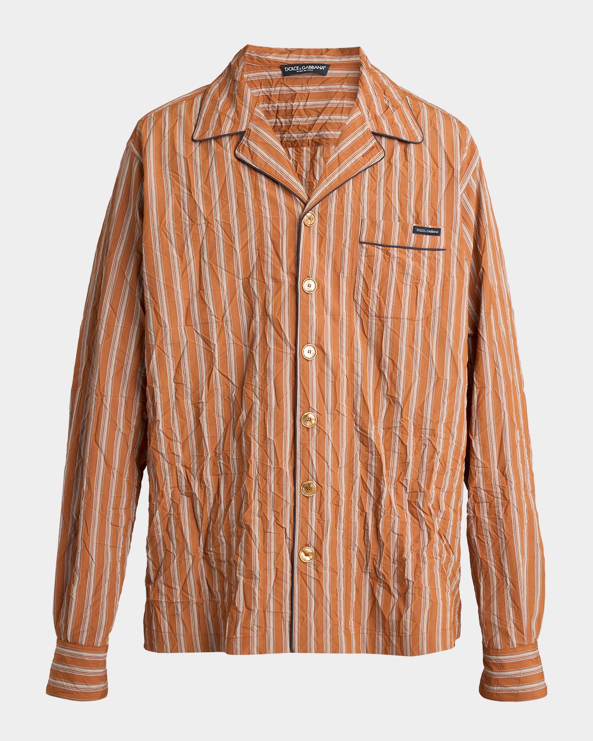 Dolce & Gabbana Men 's Multi-Stripe Button-Down Shirt with Piping