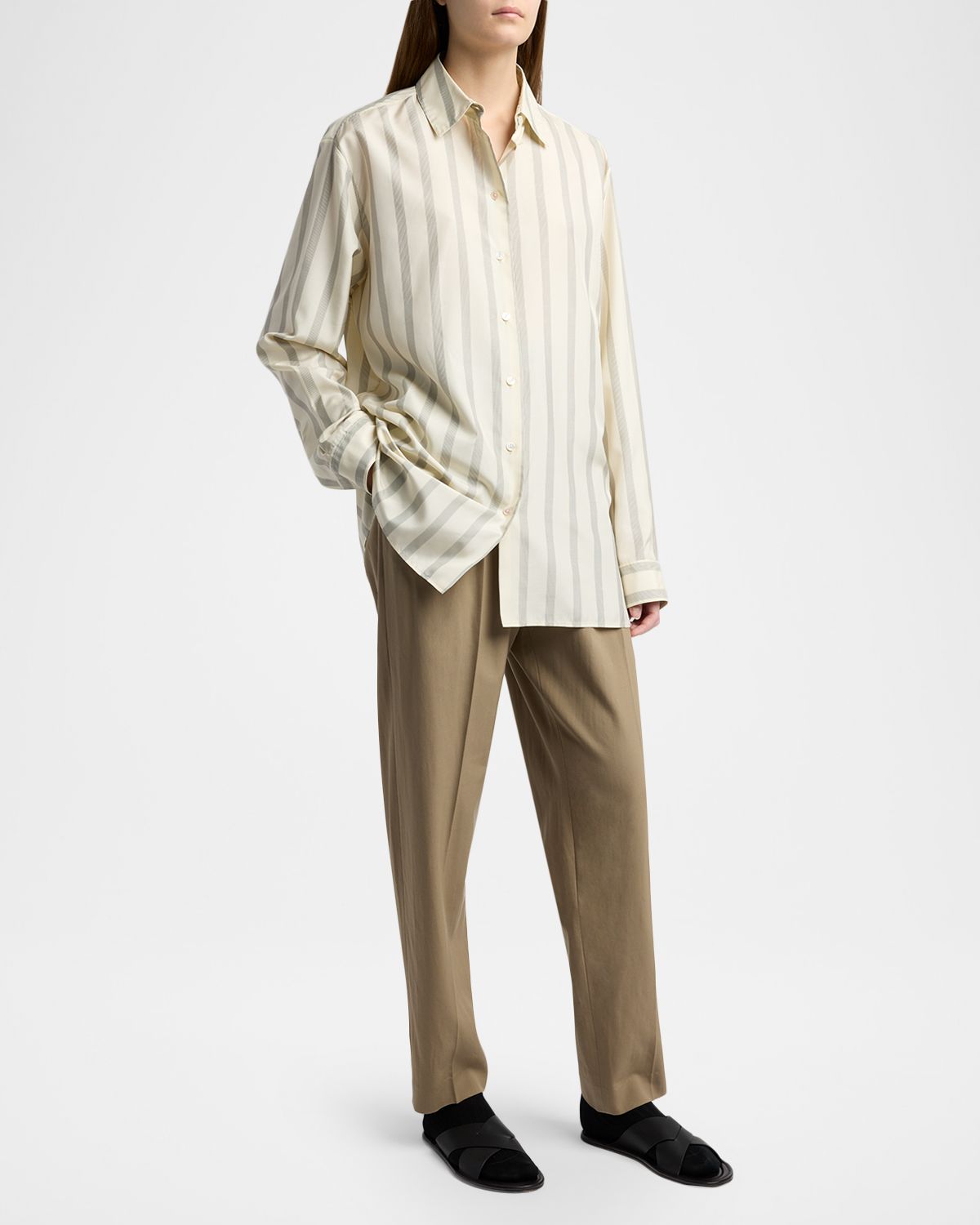 THE ROW Gianni Tapered Wool Gabardine Pants