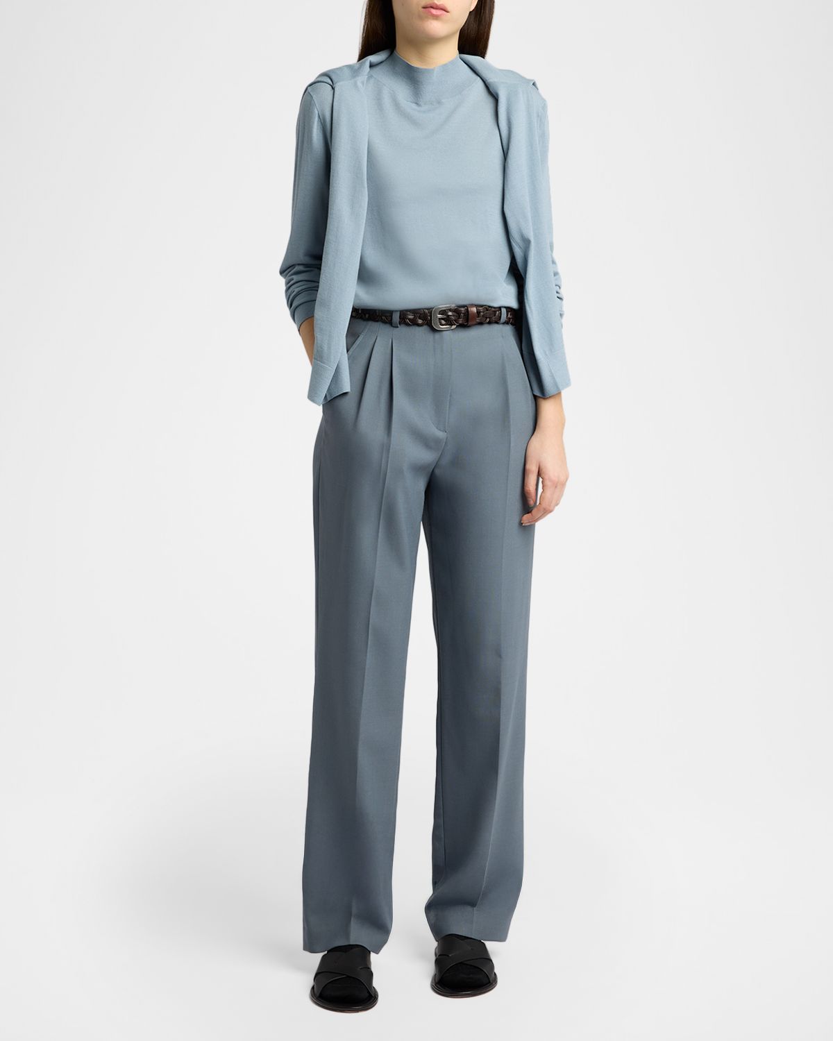 THE ROW Nari Mock-Neck Merino Wool Sweater