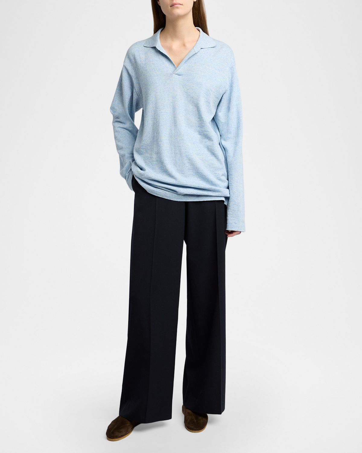 THE ROW Dender Straight-Leg Wool Gabardine Pants