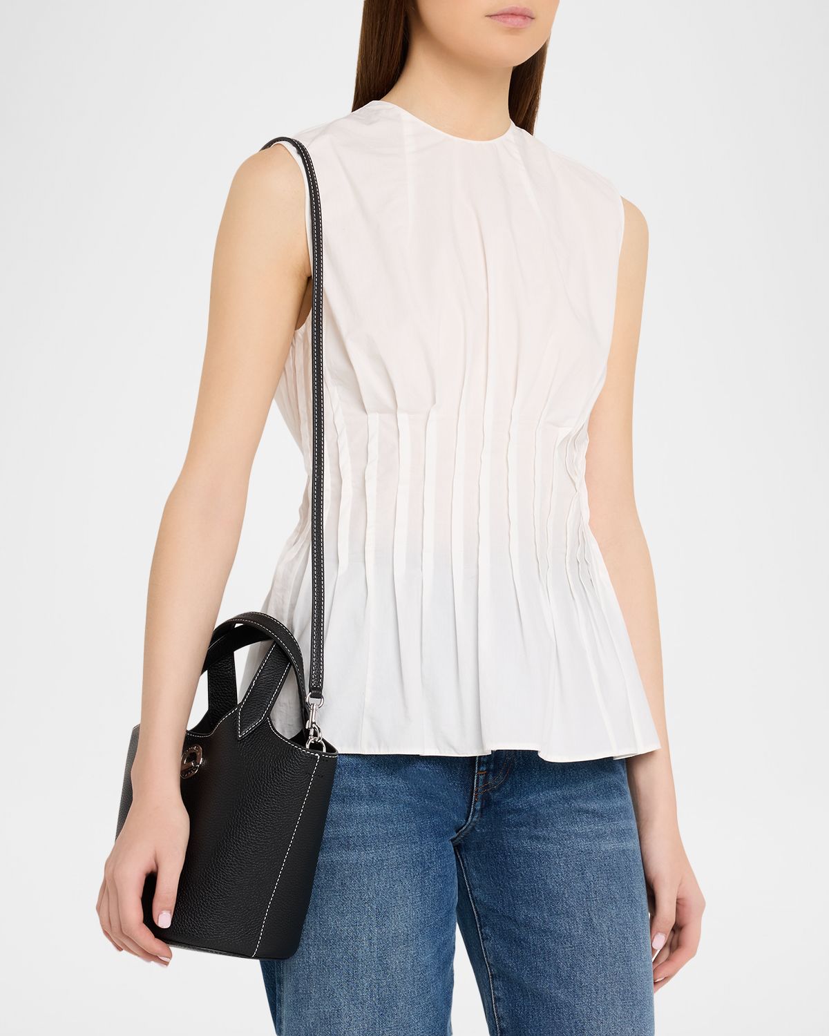 Veronica Beard Anchor Grain Leather Top-Handle Bag