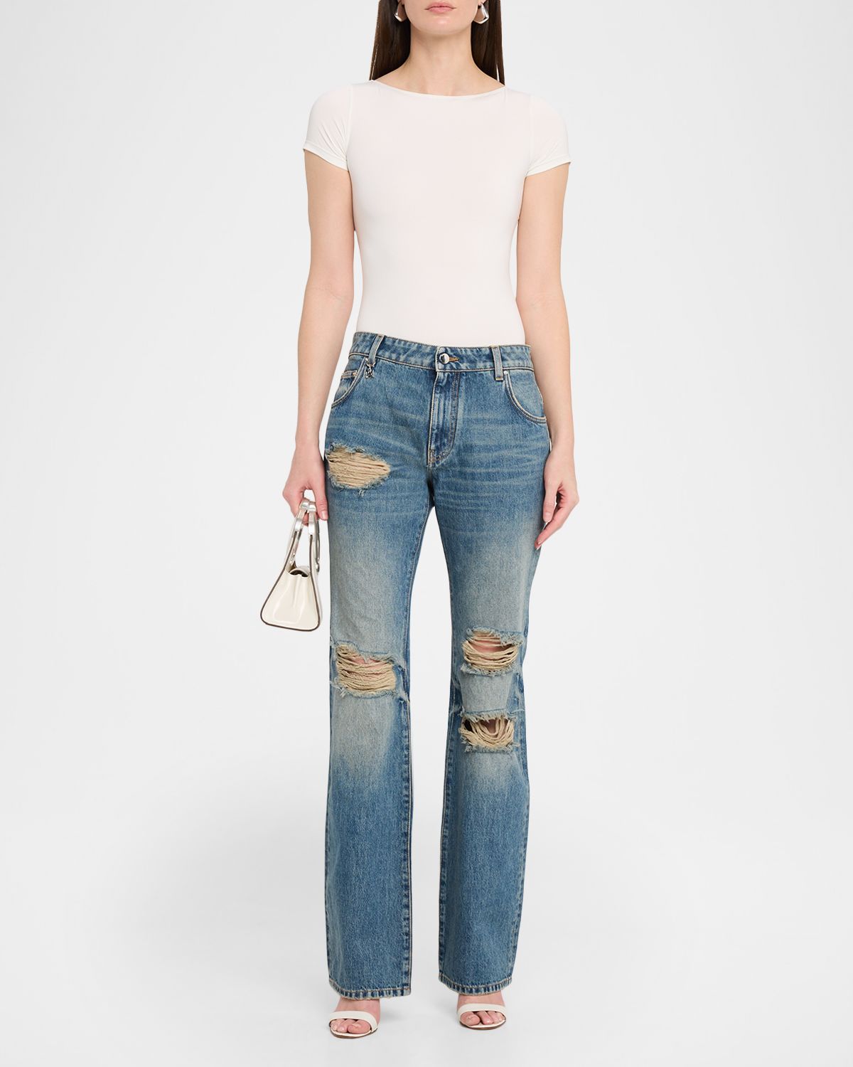 Amiri Slash Distressed Bootcut-Leg Jeans