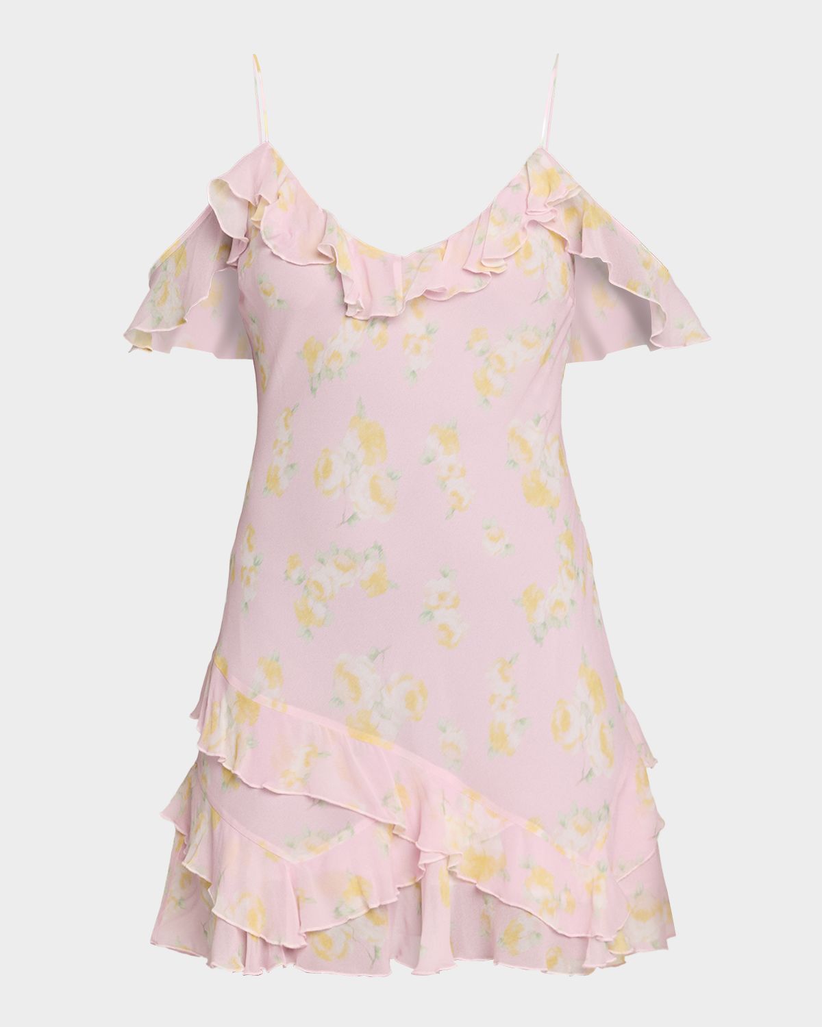 LoveShackFancy Timara Off-Shoulder Mini Dress