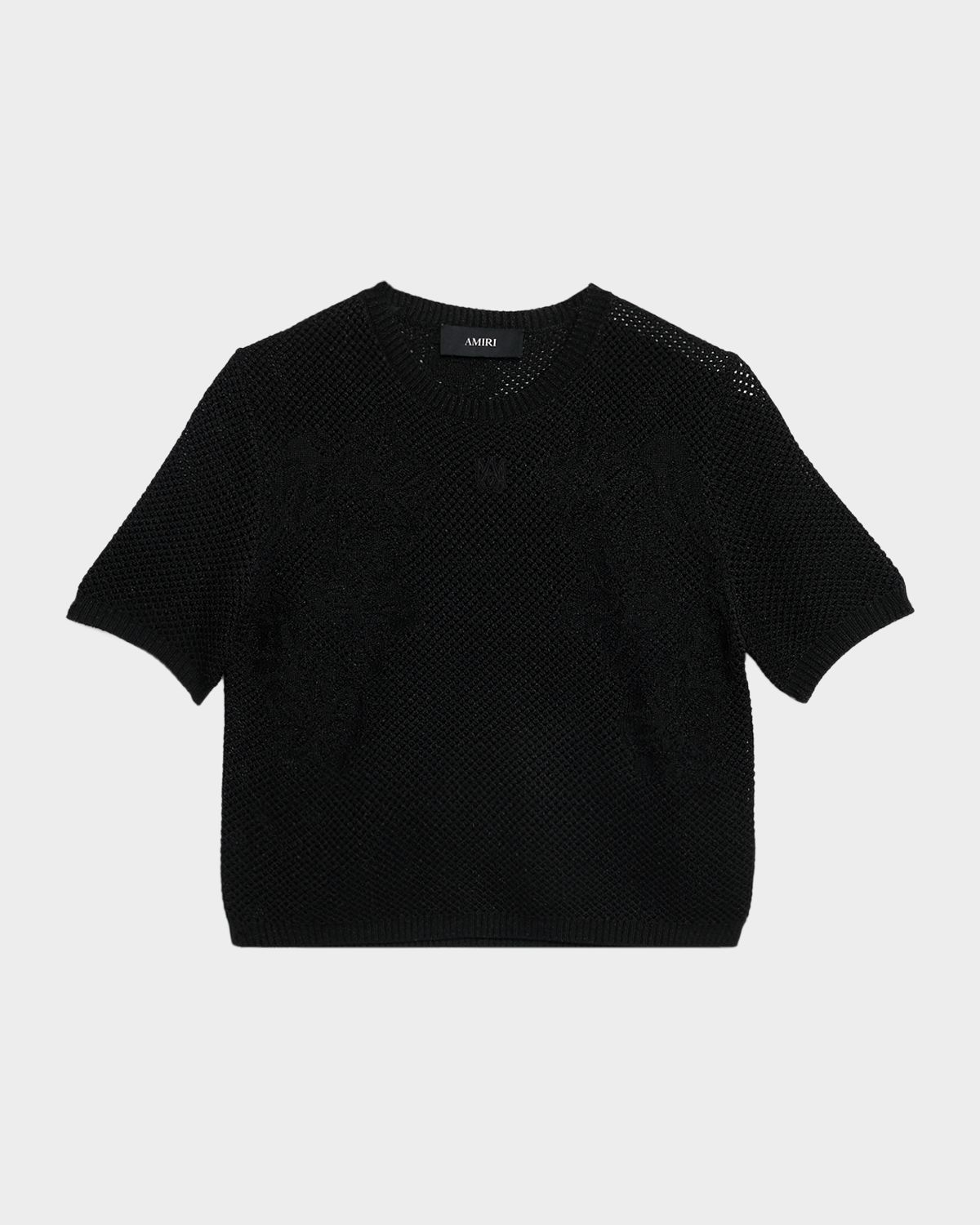 Amiri Floral Crochet Knit Short-Sleeve Top