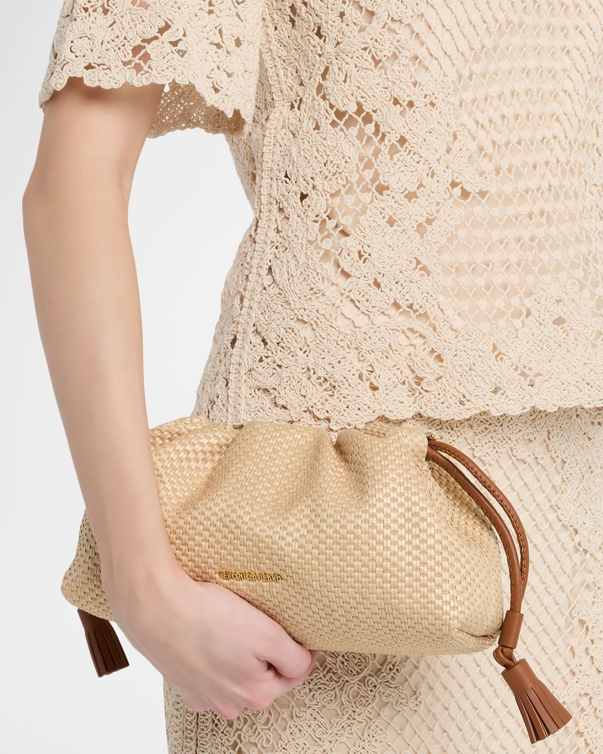 Veronica Beard Stash Small Raffia Drawstring Shoulder Bag