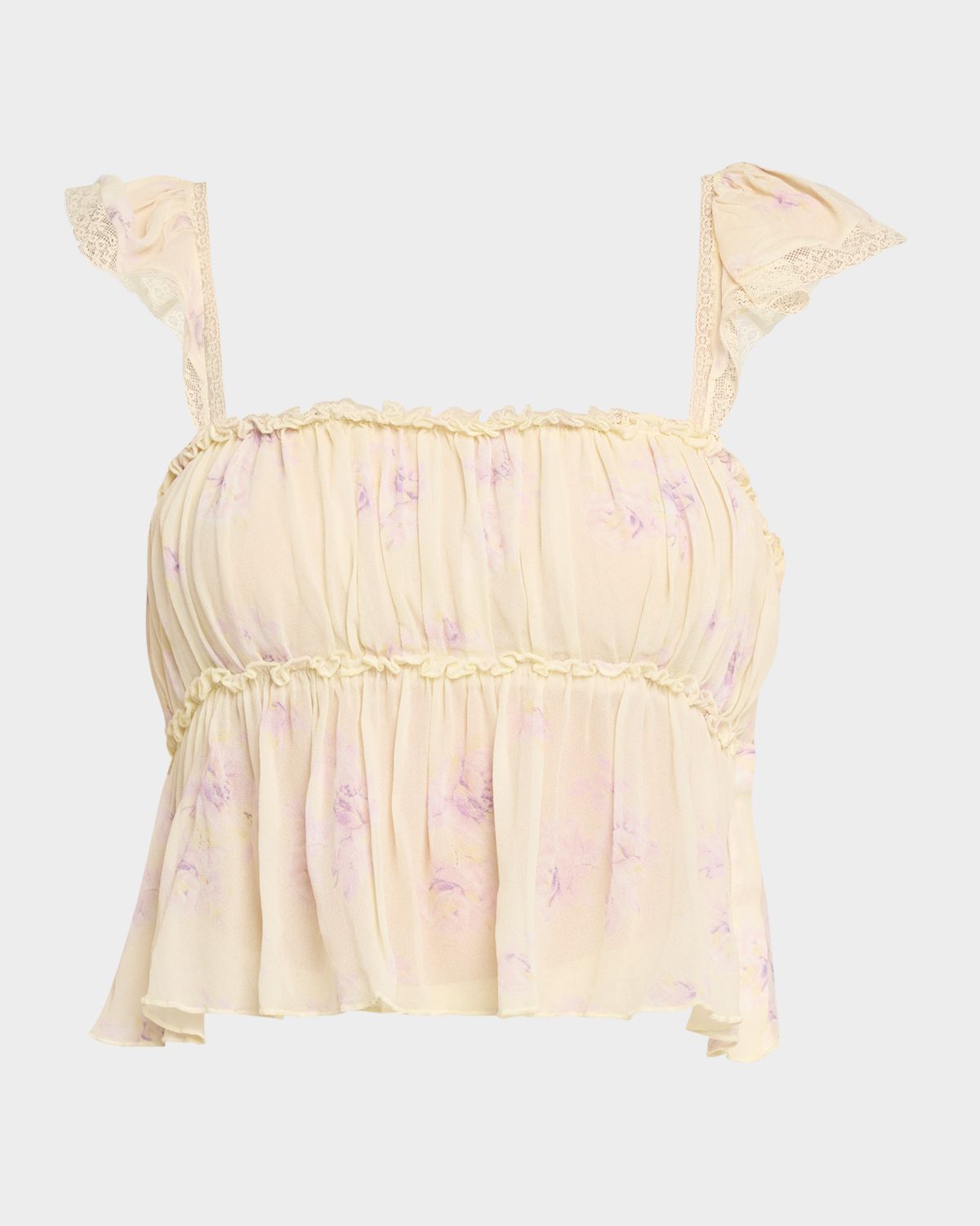 LoveShackFancy Siena Floral Cotton Voile Tank Top