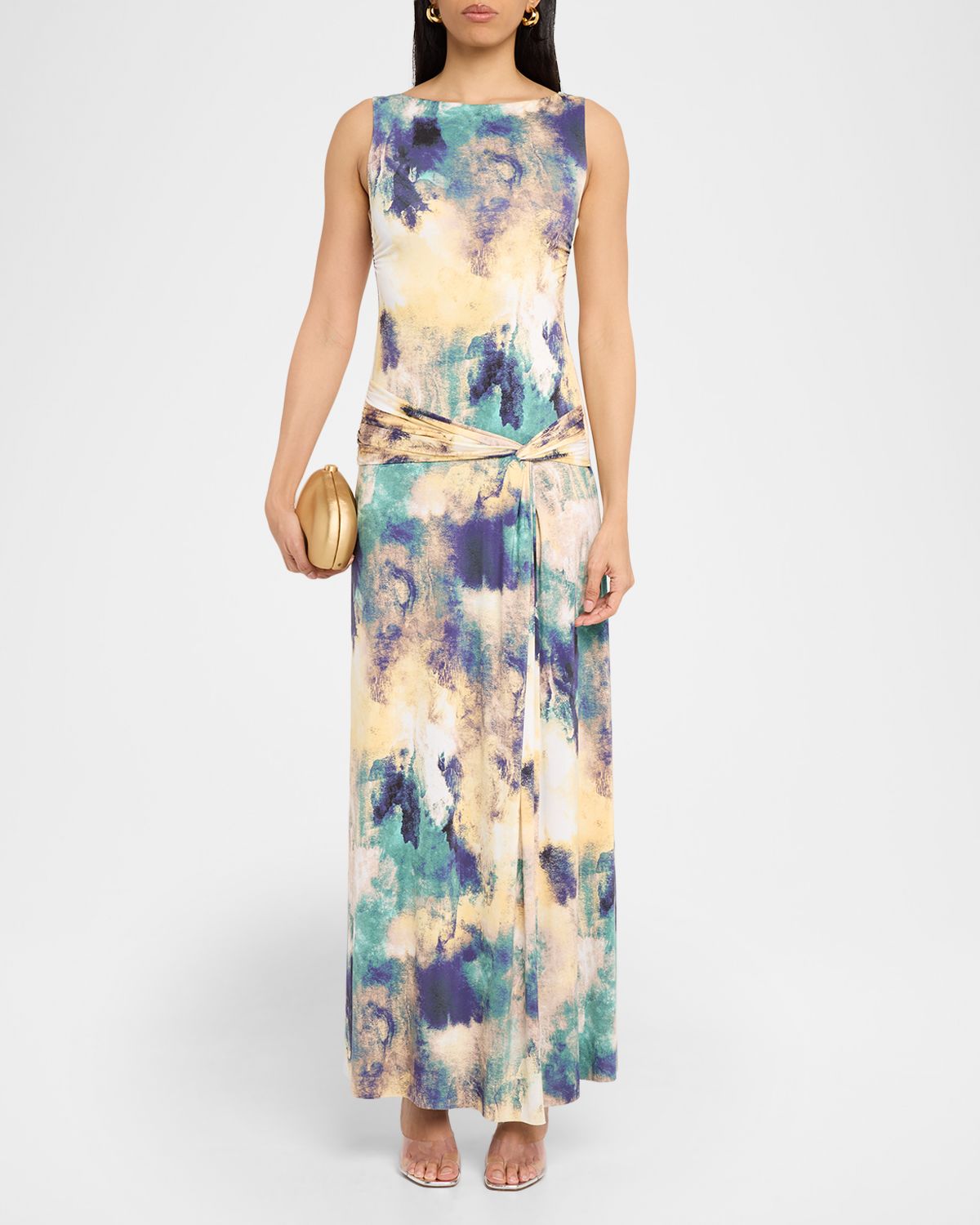 MISA Los Angeles Safira Abstract Jersey Maxi Dress