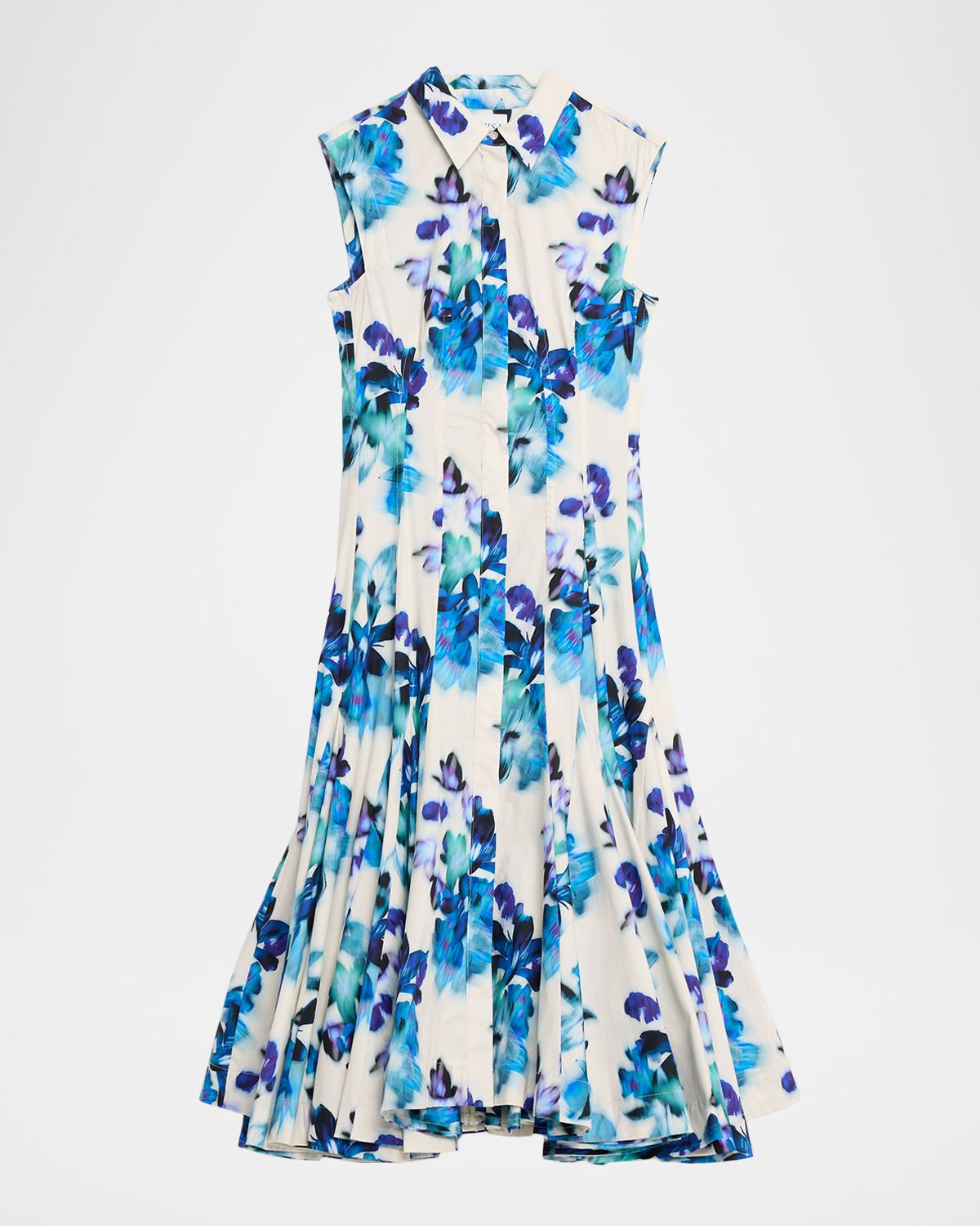 MISA Los Angeles Charlotte Blurred Bouquet Stretch Cotton Shirtdress