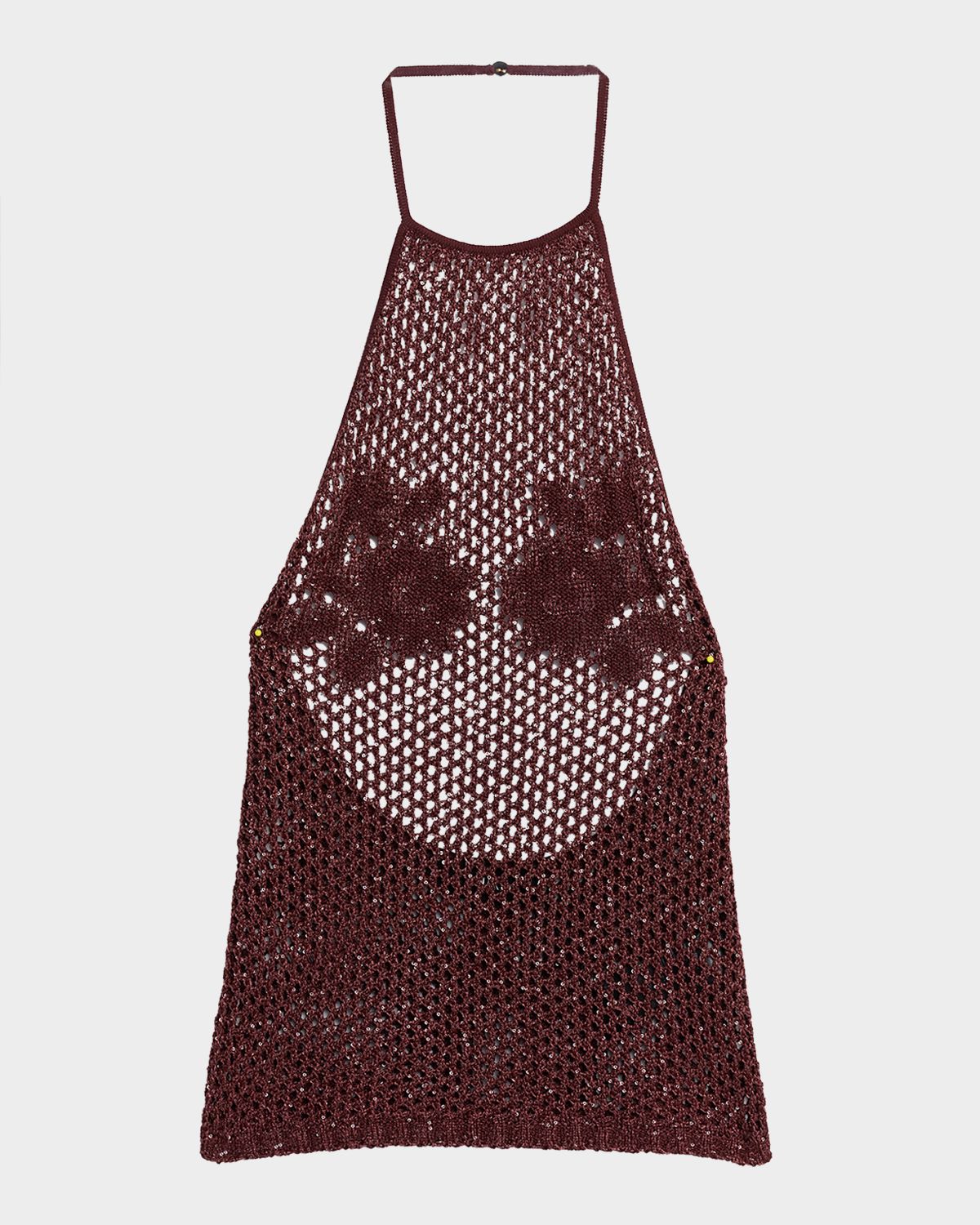 Amiri Metallic Floral Crochet Halter Top