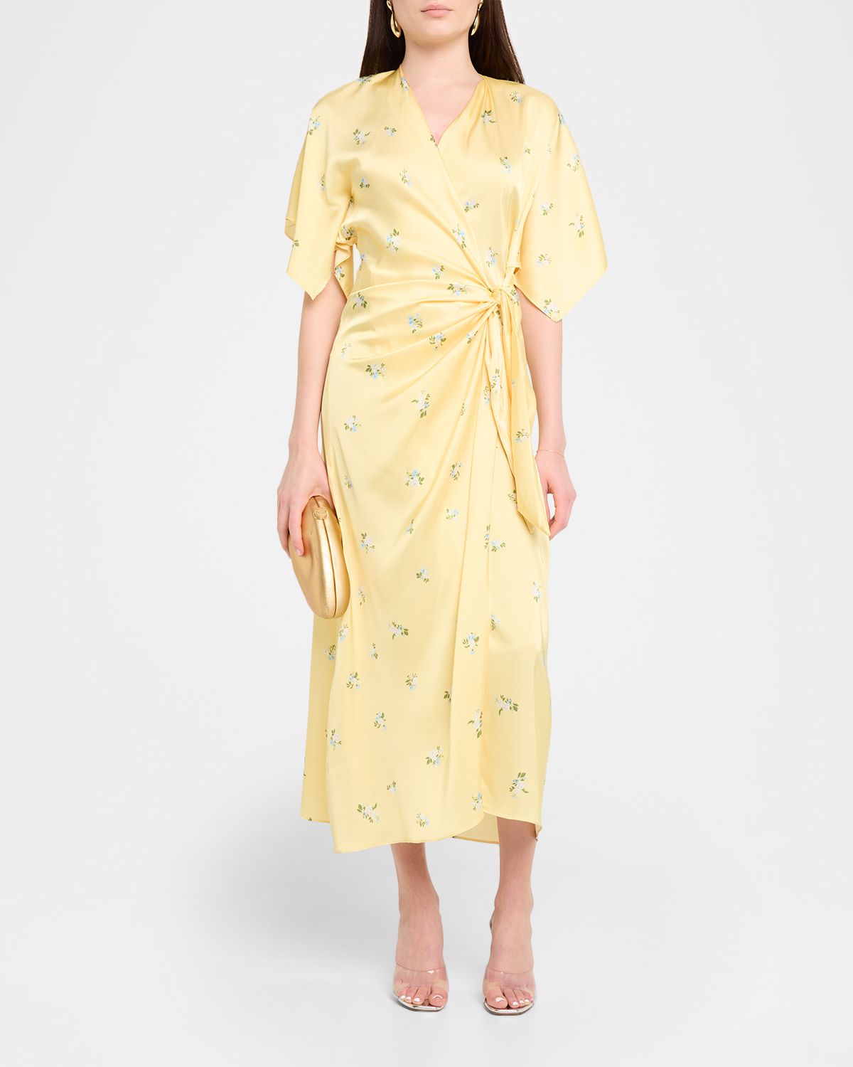 MISA Los Angeles Hadassa Floral Satin Midi Dress