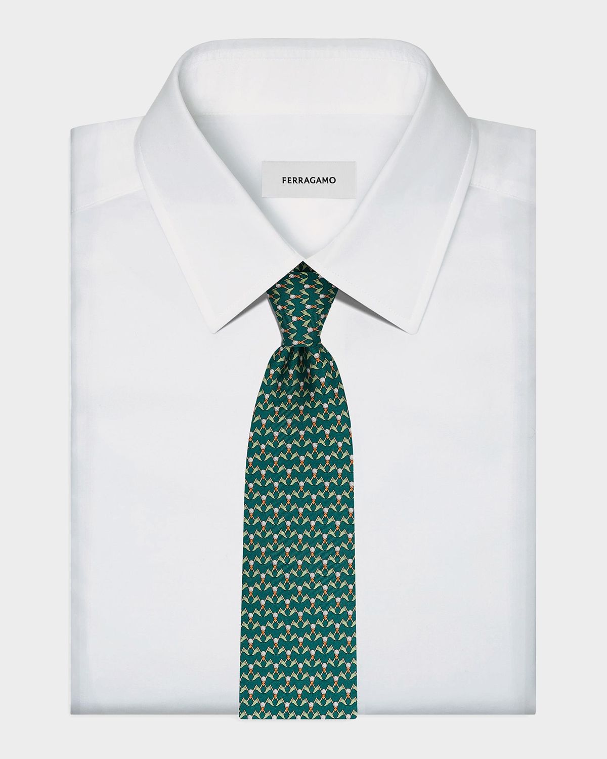 Ferragamo Men 's Golf-Print Silk Tie | Thumbnail 4