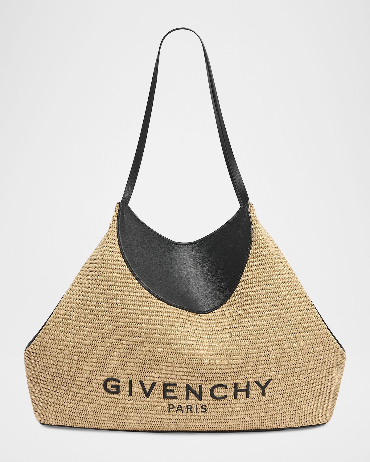 Givenchy Facet Medium Raffia & Leather Shoulder Bag