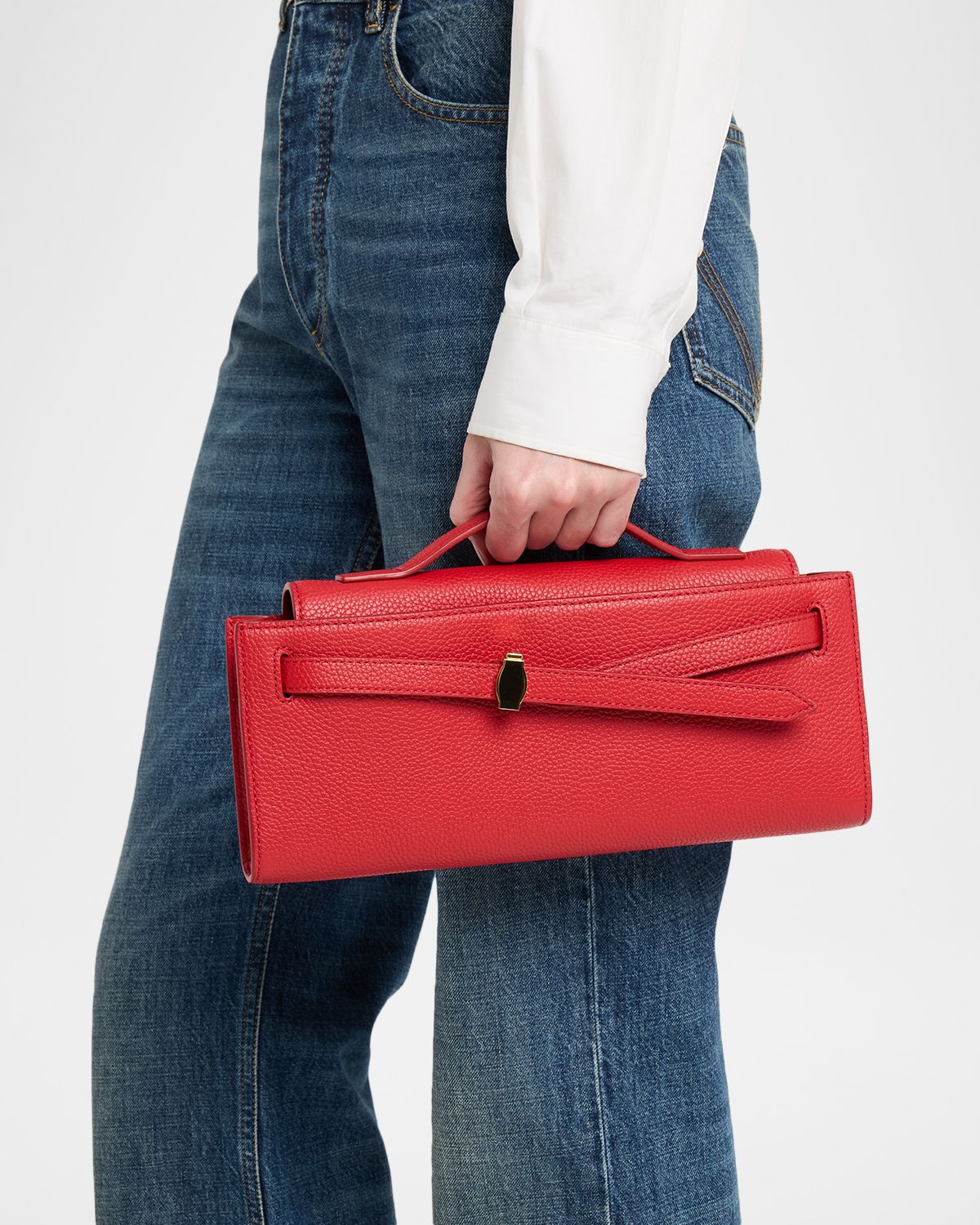 Veronica Beard Dash Belted Pebble Leather Clutch Bag | Thumbnail 6