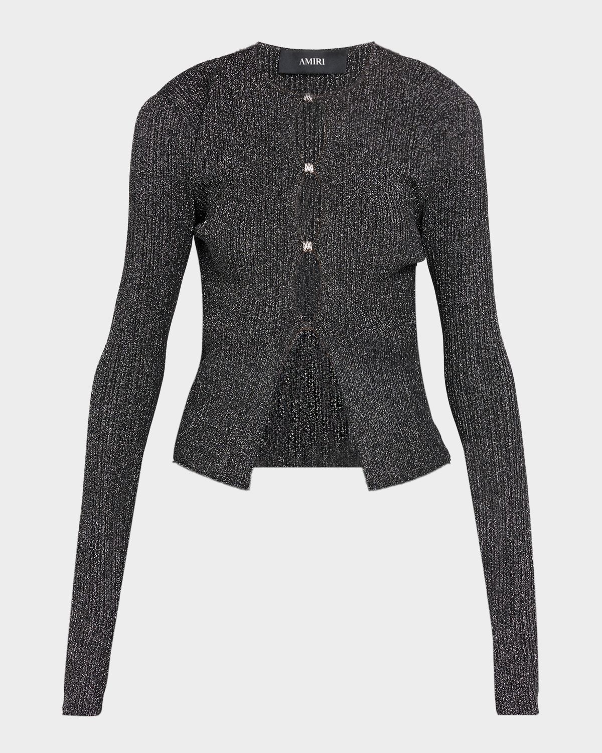 Amiri Metallic Rib Keyhole Cardigan