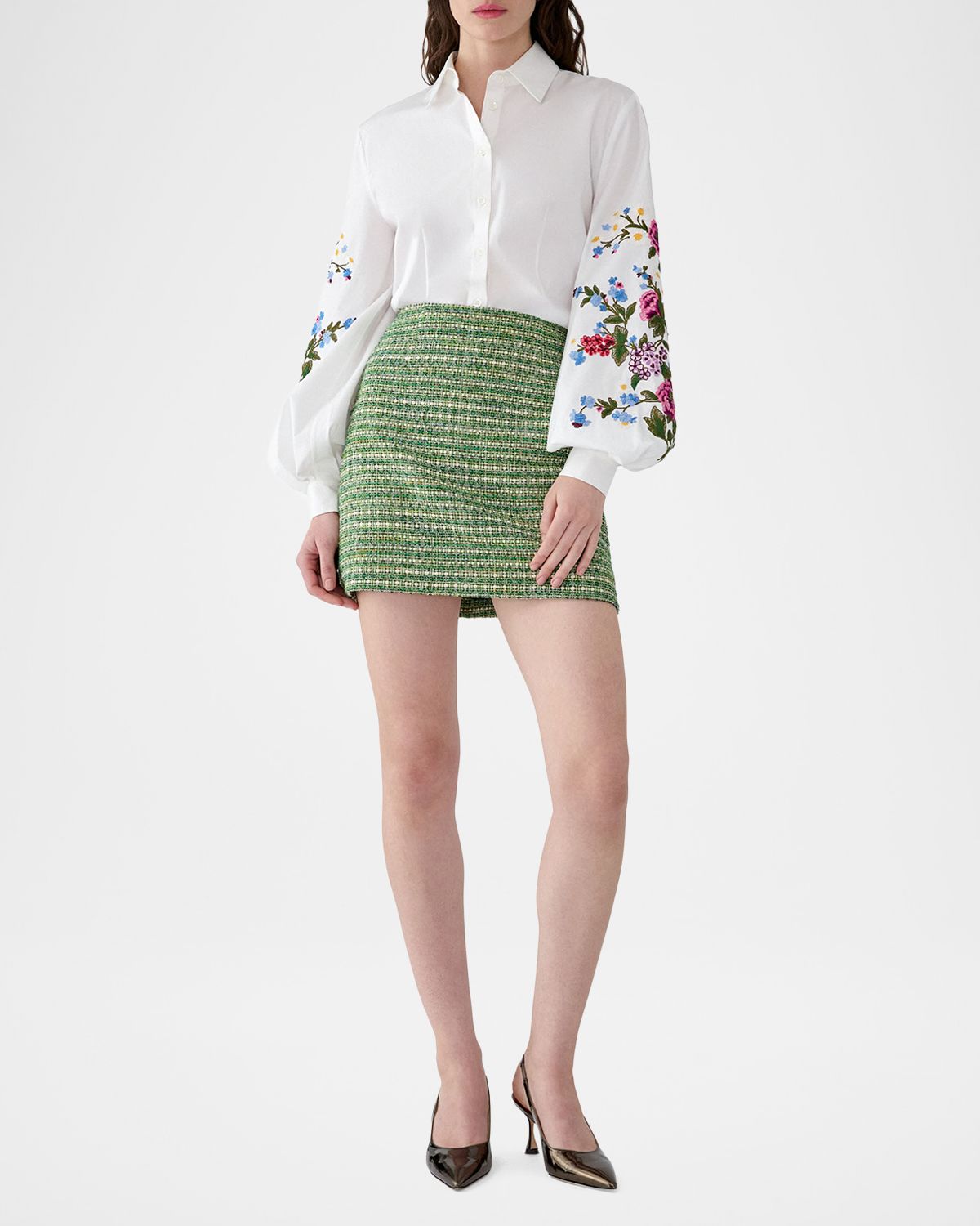 Carolina Herrera Embroidered Puff-Sleeve Button-Down Shirt | Thumbnail 4 Carolina Herrera Embroidered Puff-Sleeve Button-Down Shirt | Thumbnail 4