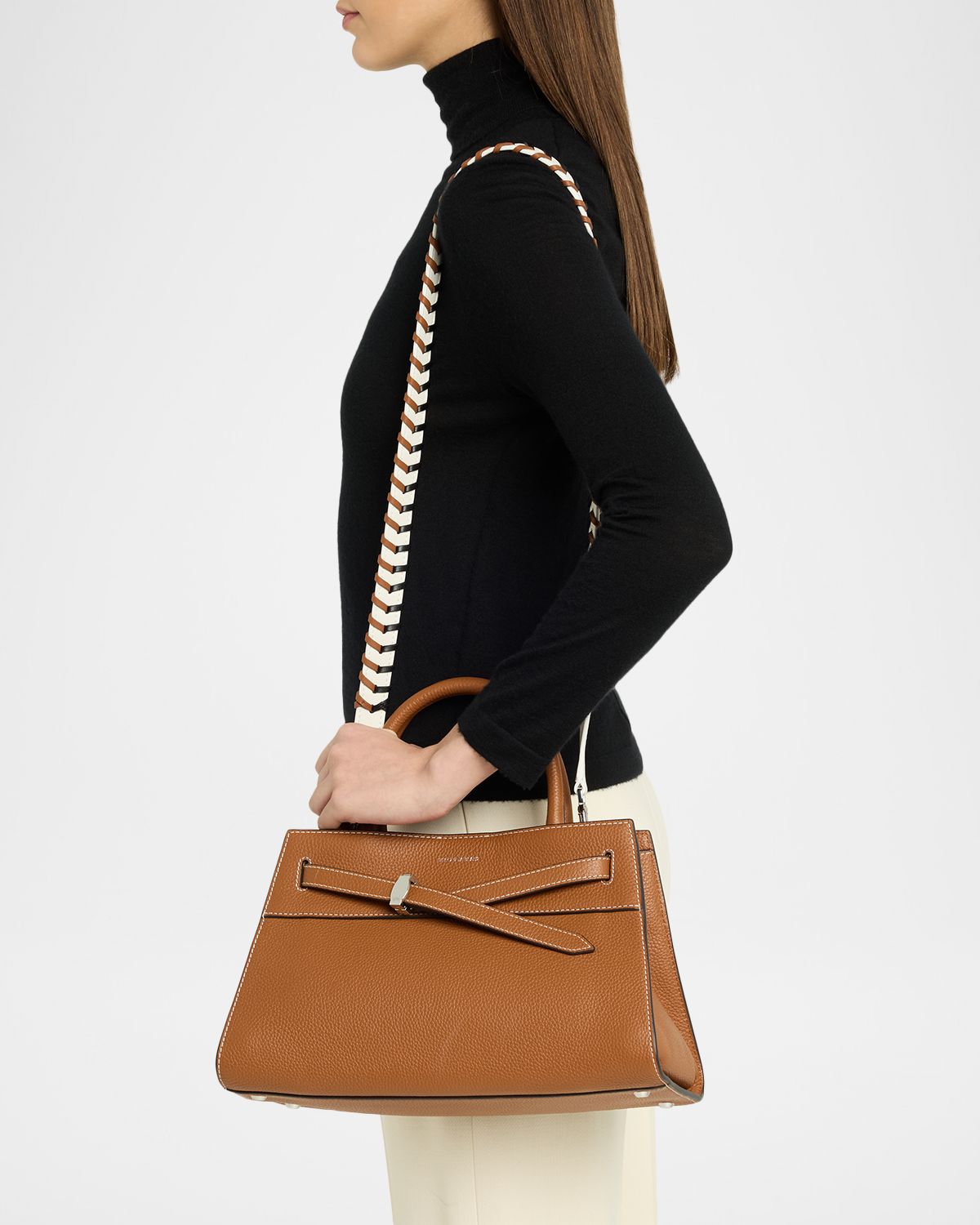 Veronica Beard Dash Pebbled Leather Top-Handle Bag