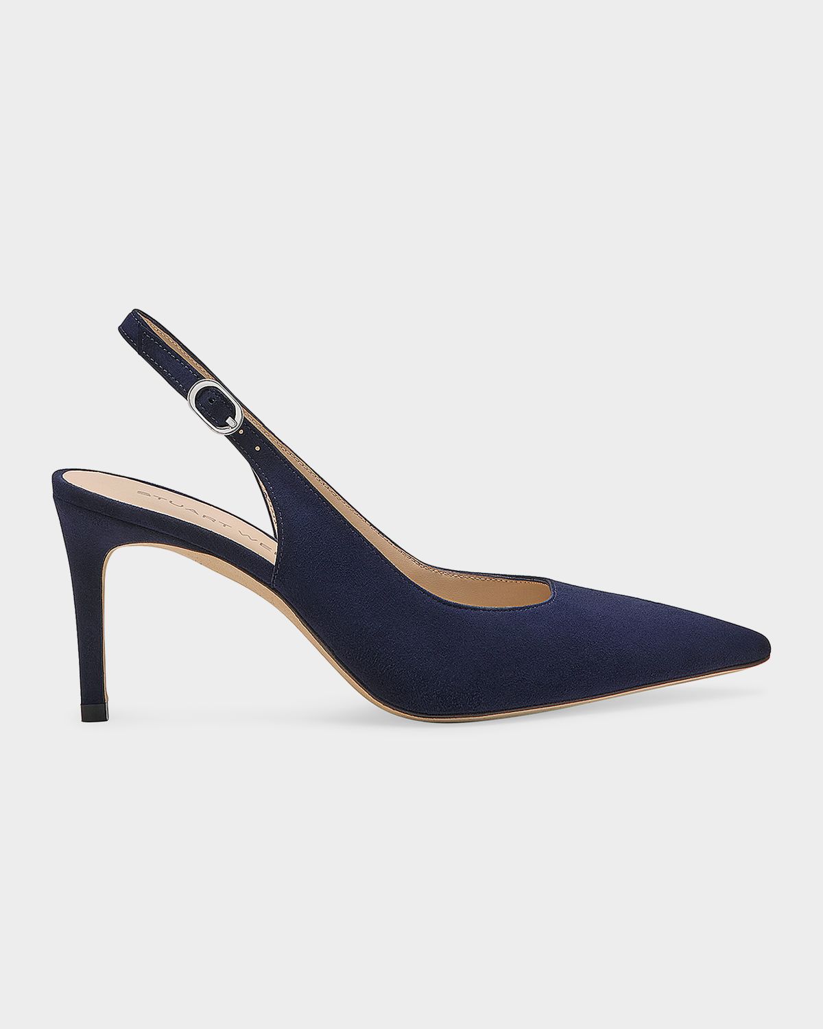 Stuart Weitzman 75mm Stuart Power Suede Slingback Pumps