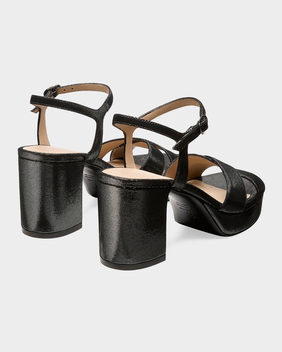 Stuart Weitzman 80mm Dayna Leather Noir Platform Sandals