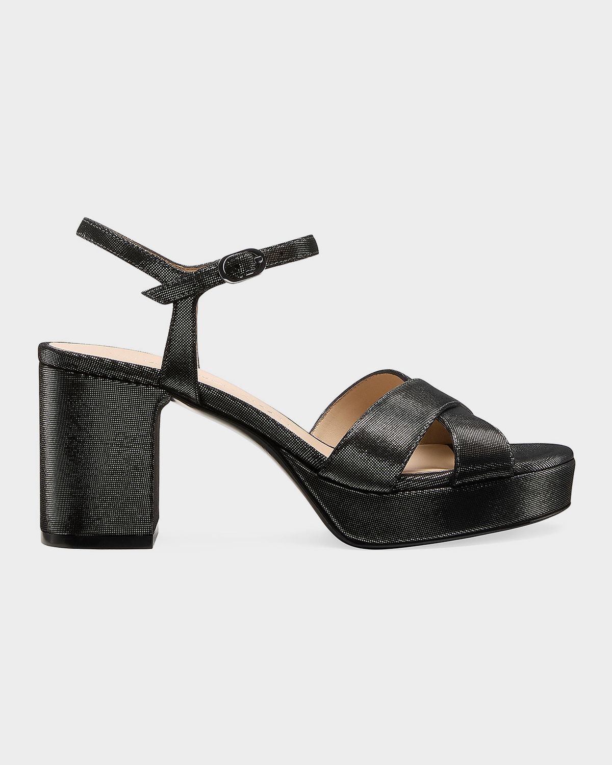 Stuart Weitzman 80mm Dayna Leather Noir Platform Sandals