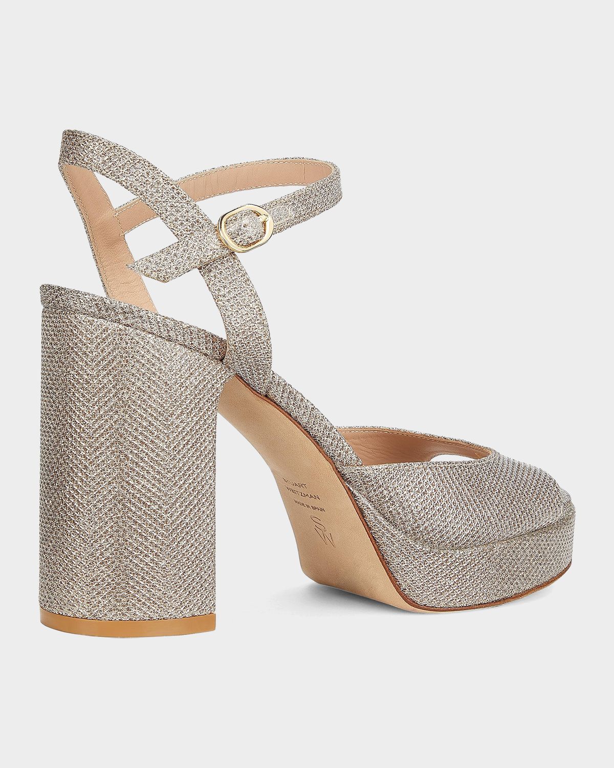 Stuart Weitzman 100mm Dayna II Metallic Platform Ankle-Strap Sandals