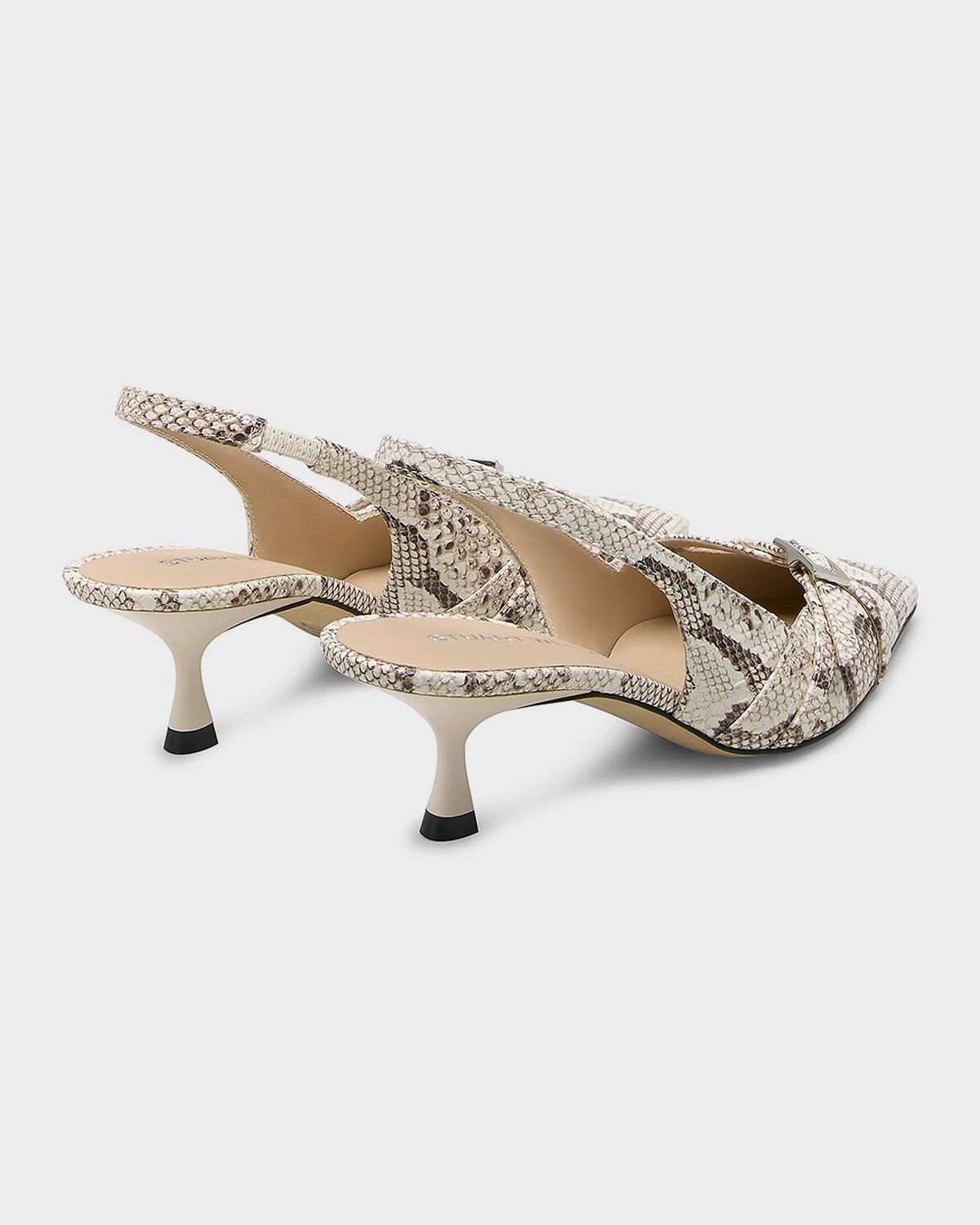 Stuart Weitzman 50mm Georgie Snake-Embossed Leather Slingback Pumps