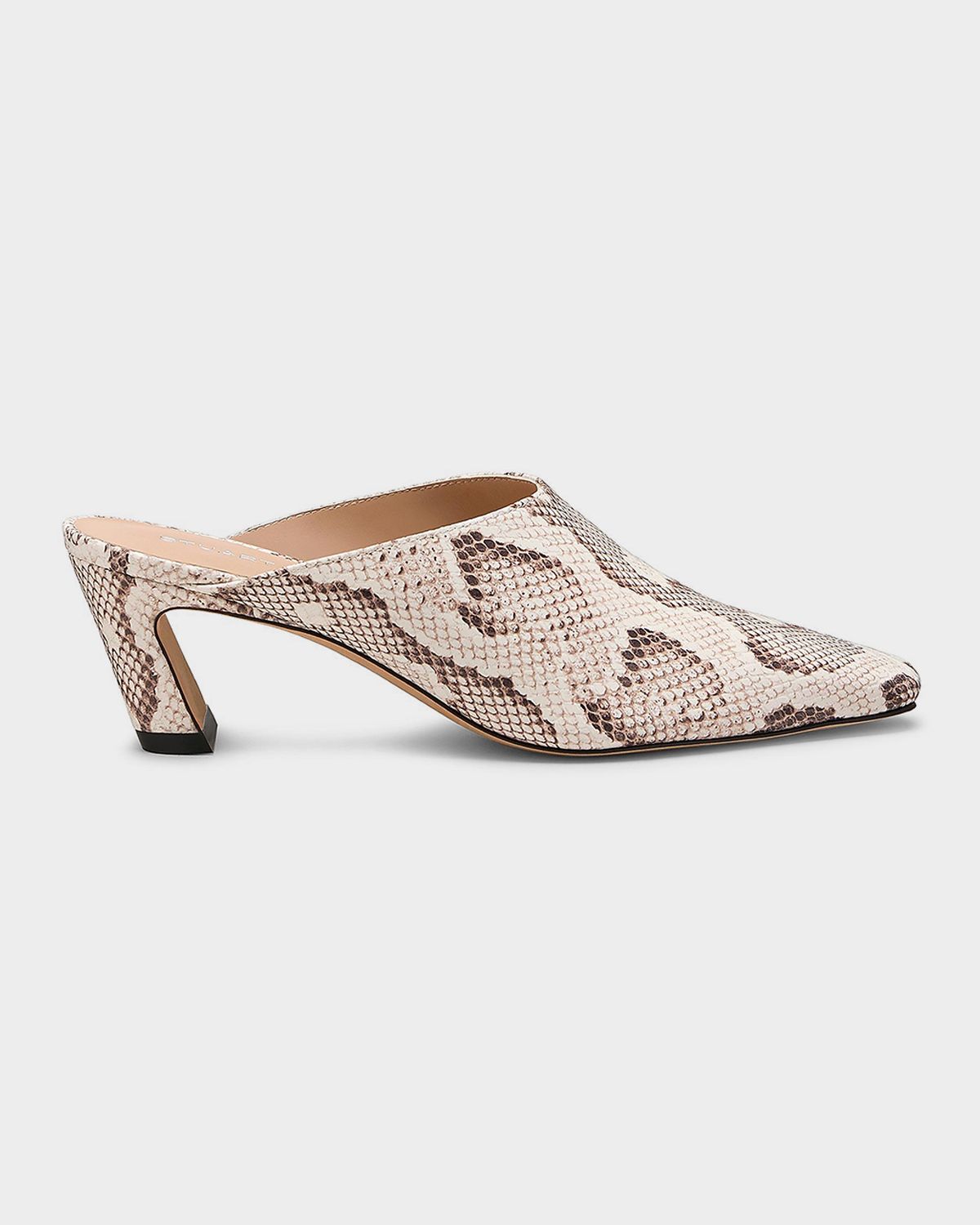 Stuart Weitzman 50mm Stassi Snake-Embossed Leather Mules