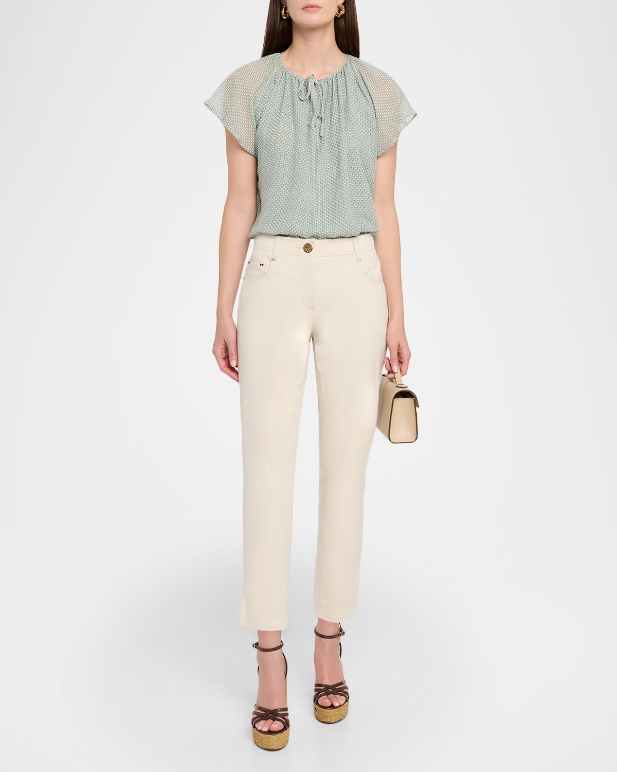 Maison Common Cotton Stretch Straight-Leg Ankle Pants