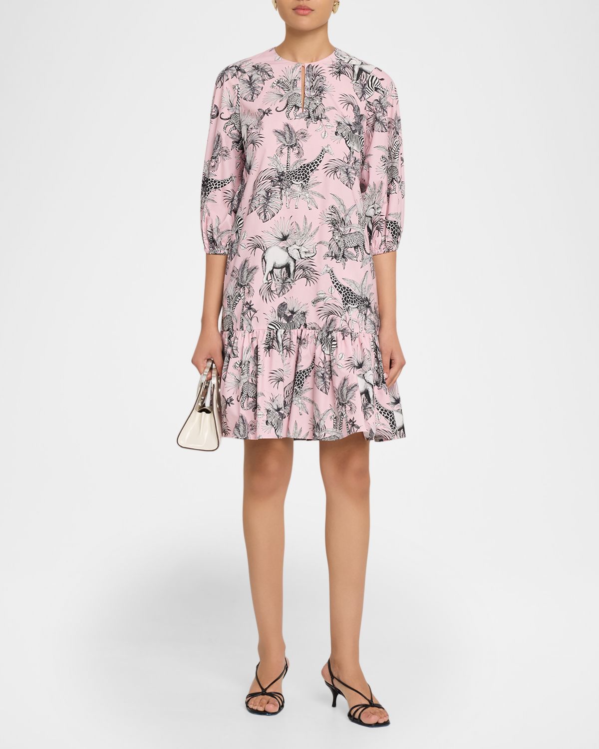 Maison Common African-Print Cotton Puff-Sleeve Shift Dress